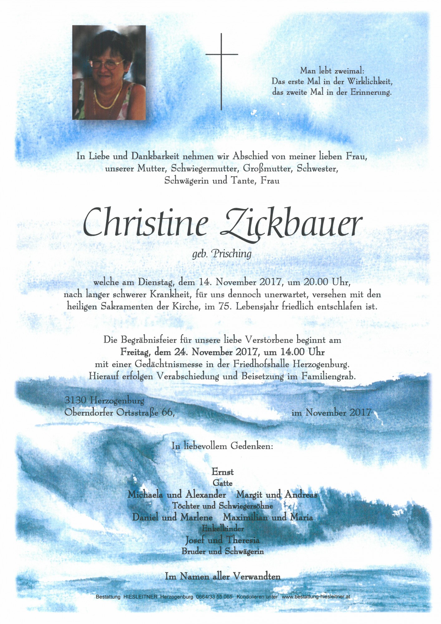 Traueranzeige von Christine Zickbauer