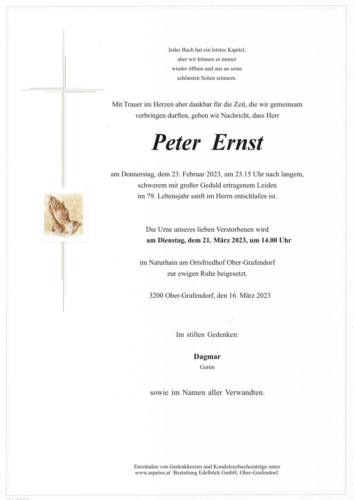 Traueranzeige von Peter Ernst