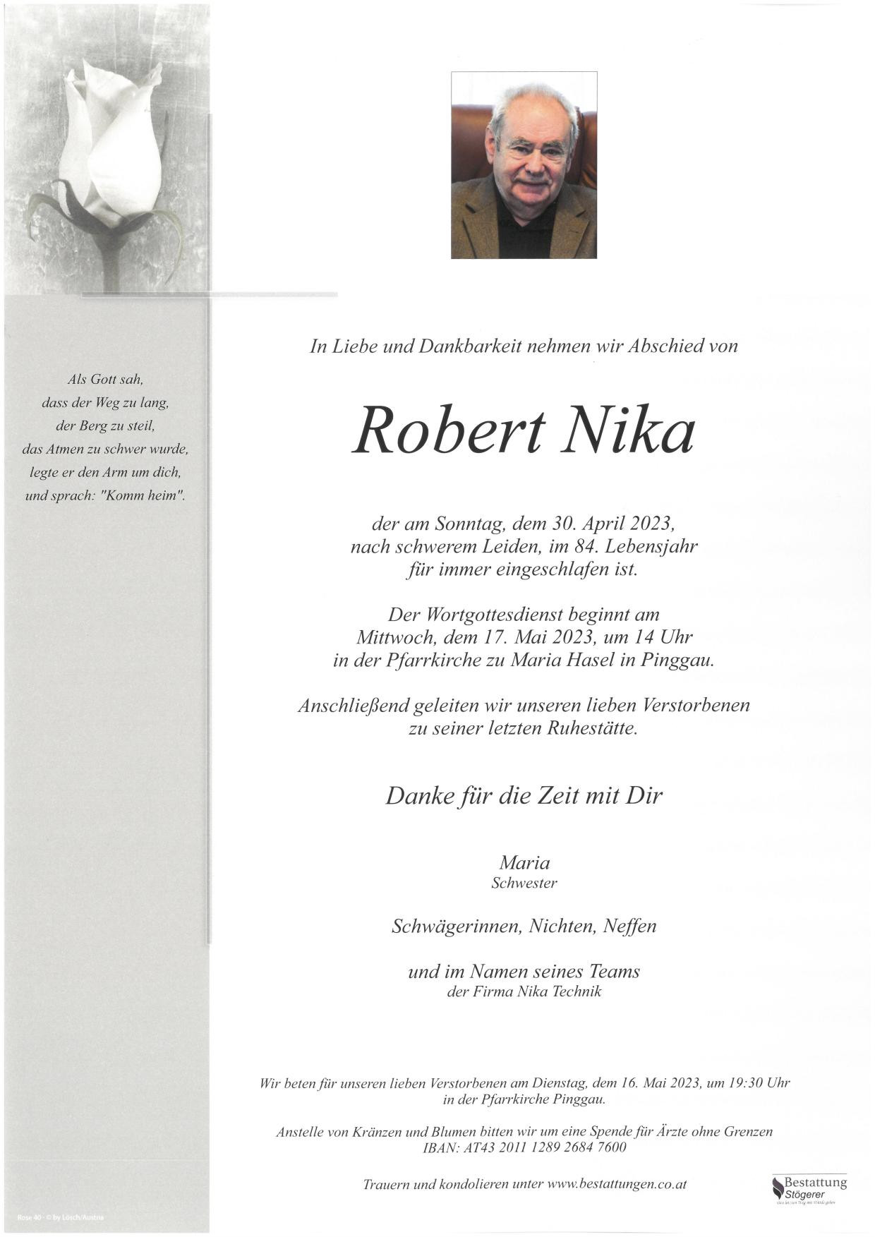 Traueranzeige von Robert Nika