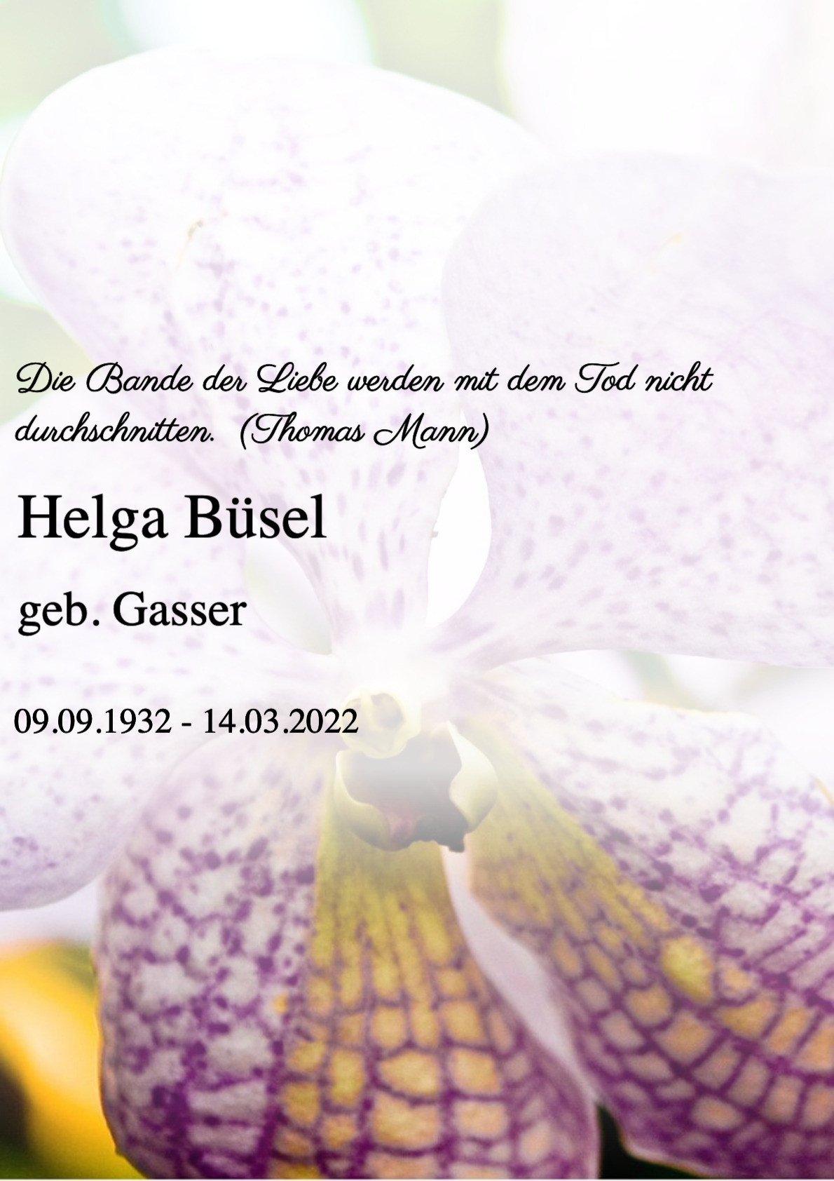 Traueranzeige von Helga Büsel