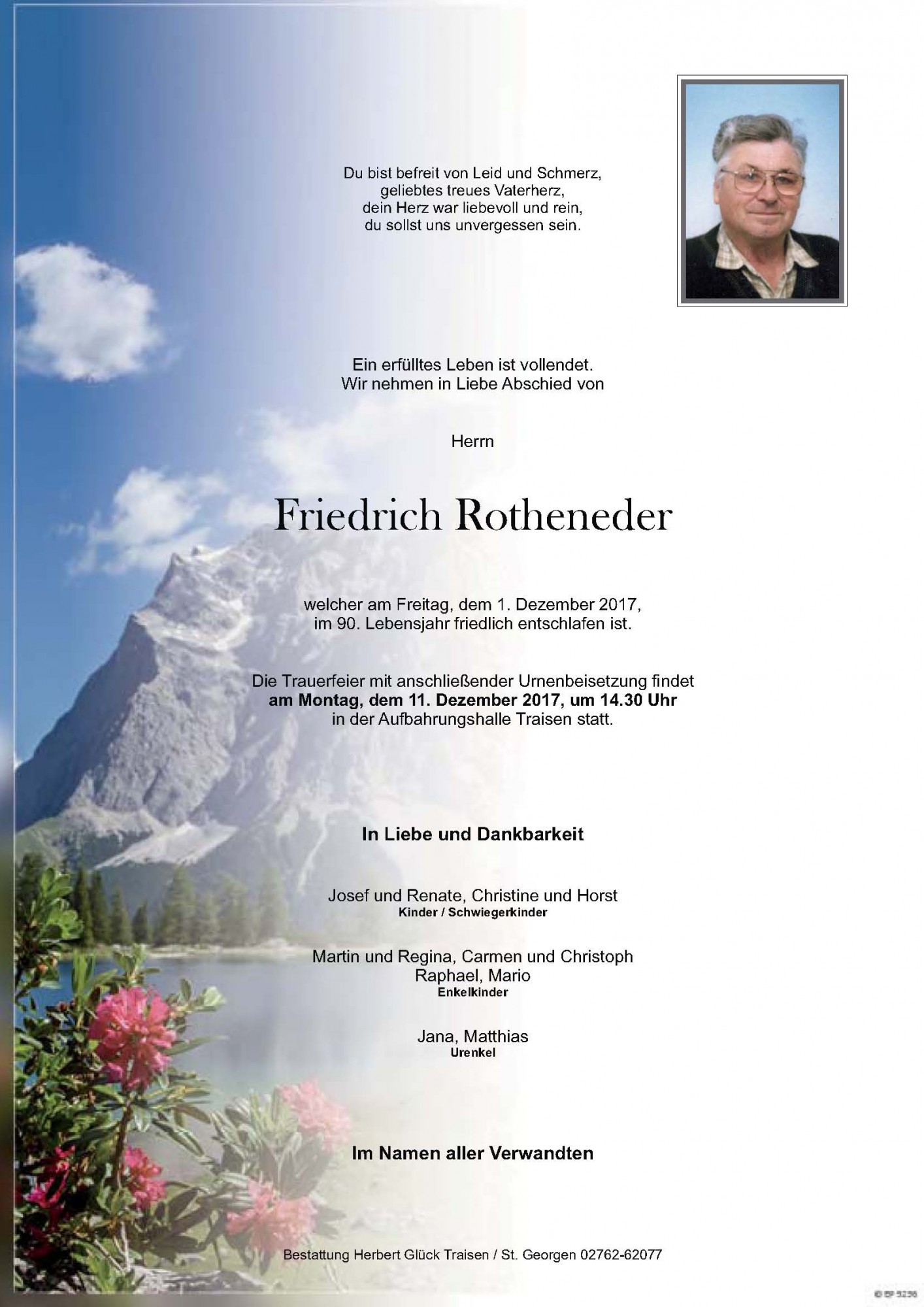 Traueranzeige von Friedrich Rotheneder