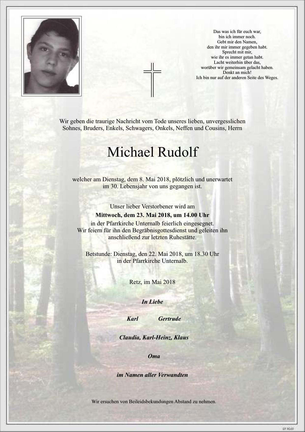 Traueranzeige von Michael Rudolf