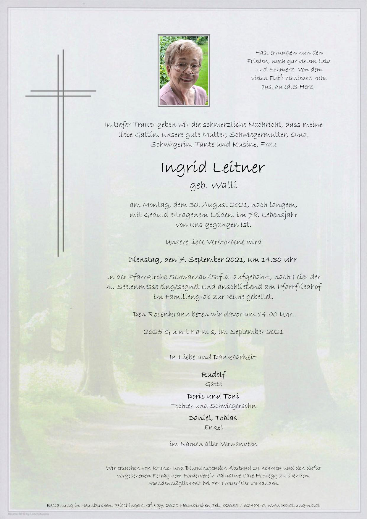 Traueranzeige von Ingrid Leitner