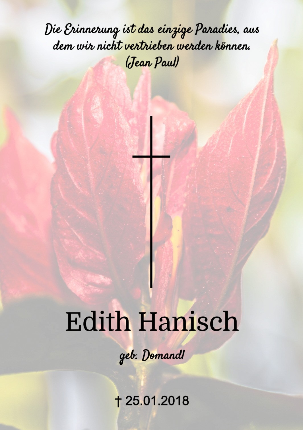 Traueranzeige von Edith Hanisch