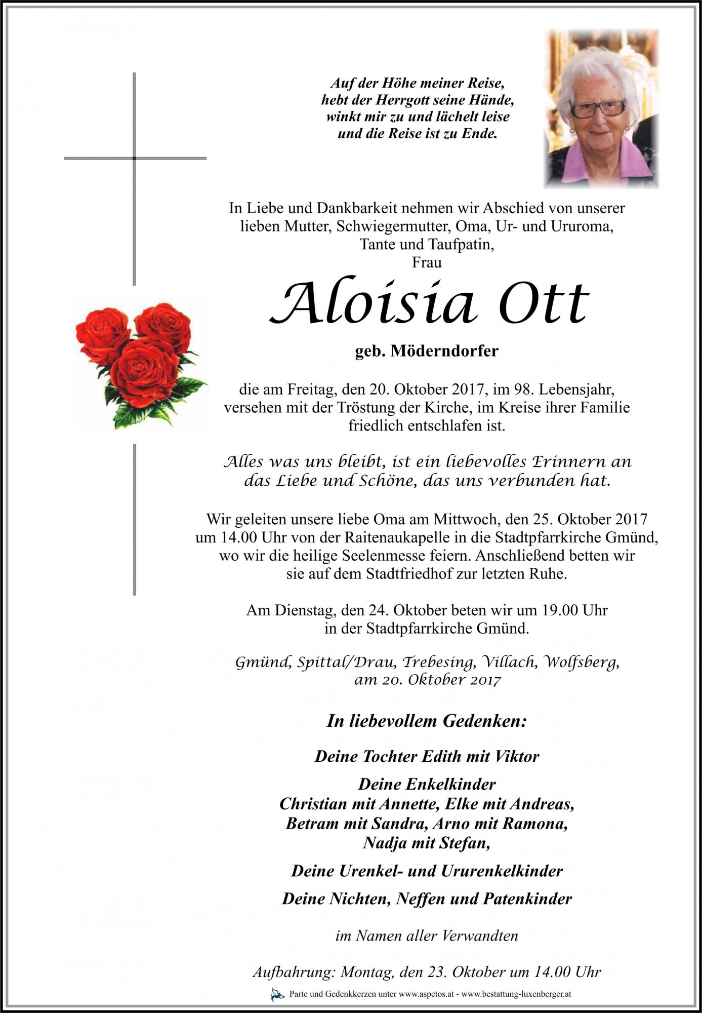 Traueranzeige von Aloisia Ott