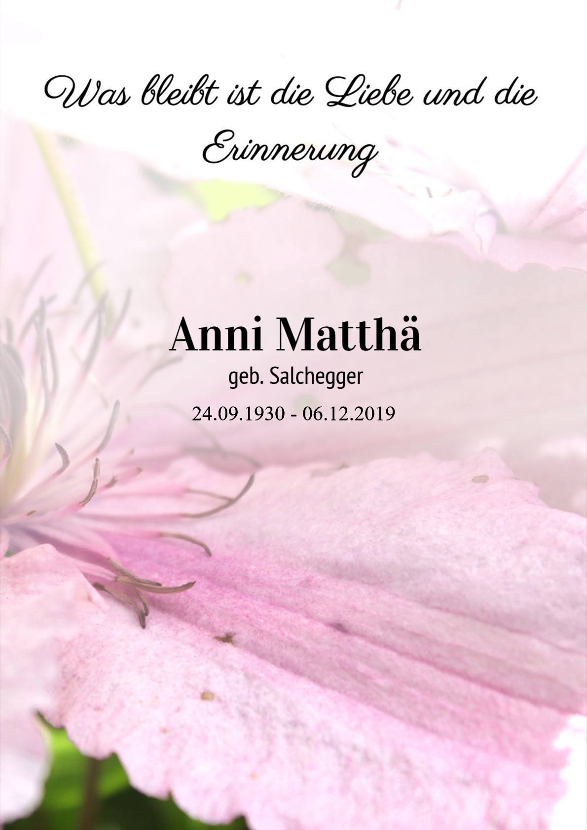 Traueranzeige von Anni Matthä