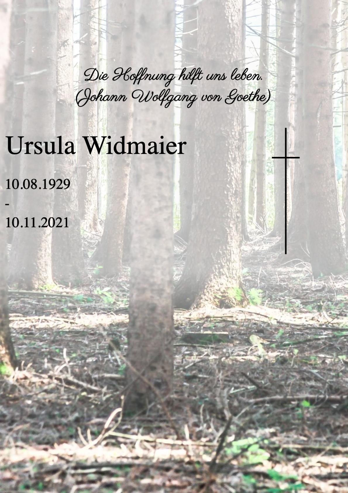 Traueranzeige von Ursula Widmaier