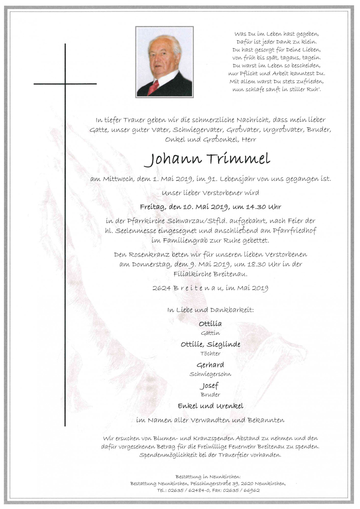 Traueranzeige von Johann Trimmel