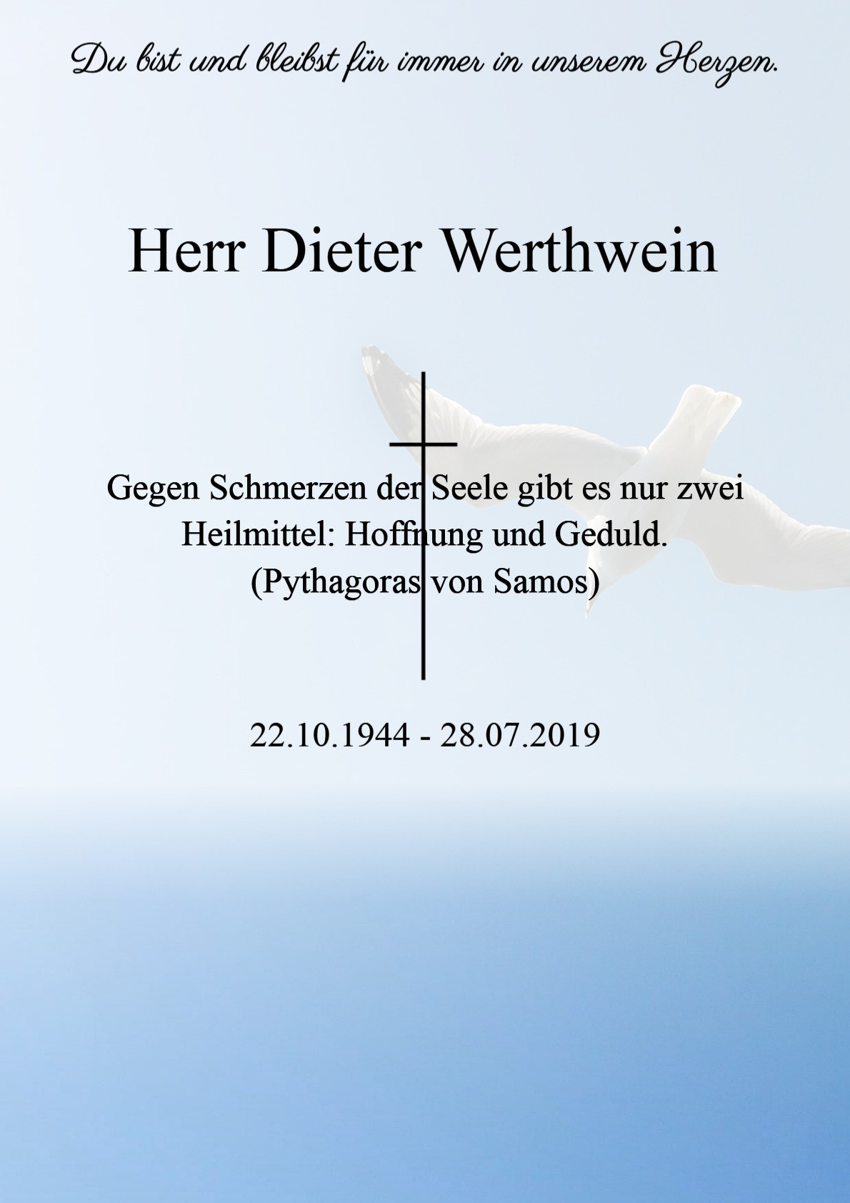 Traueranzeige von Herr Dieter Werthwein
