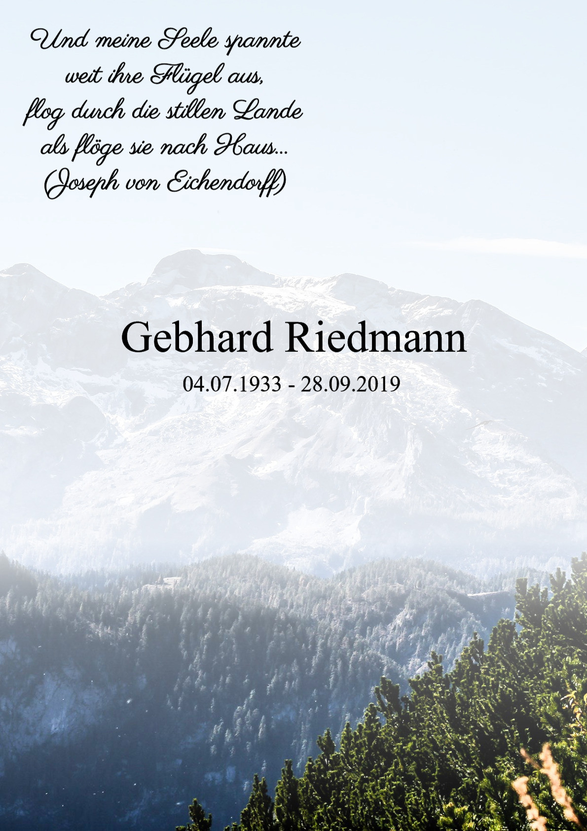 Traueranzeige von Gebhard Riedmann