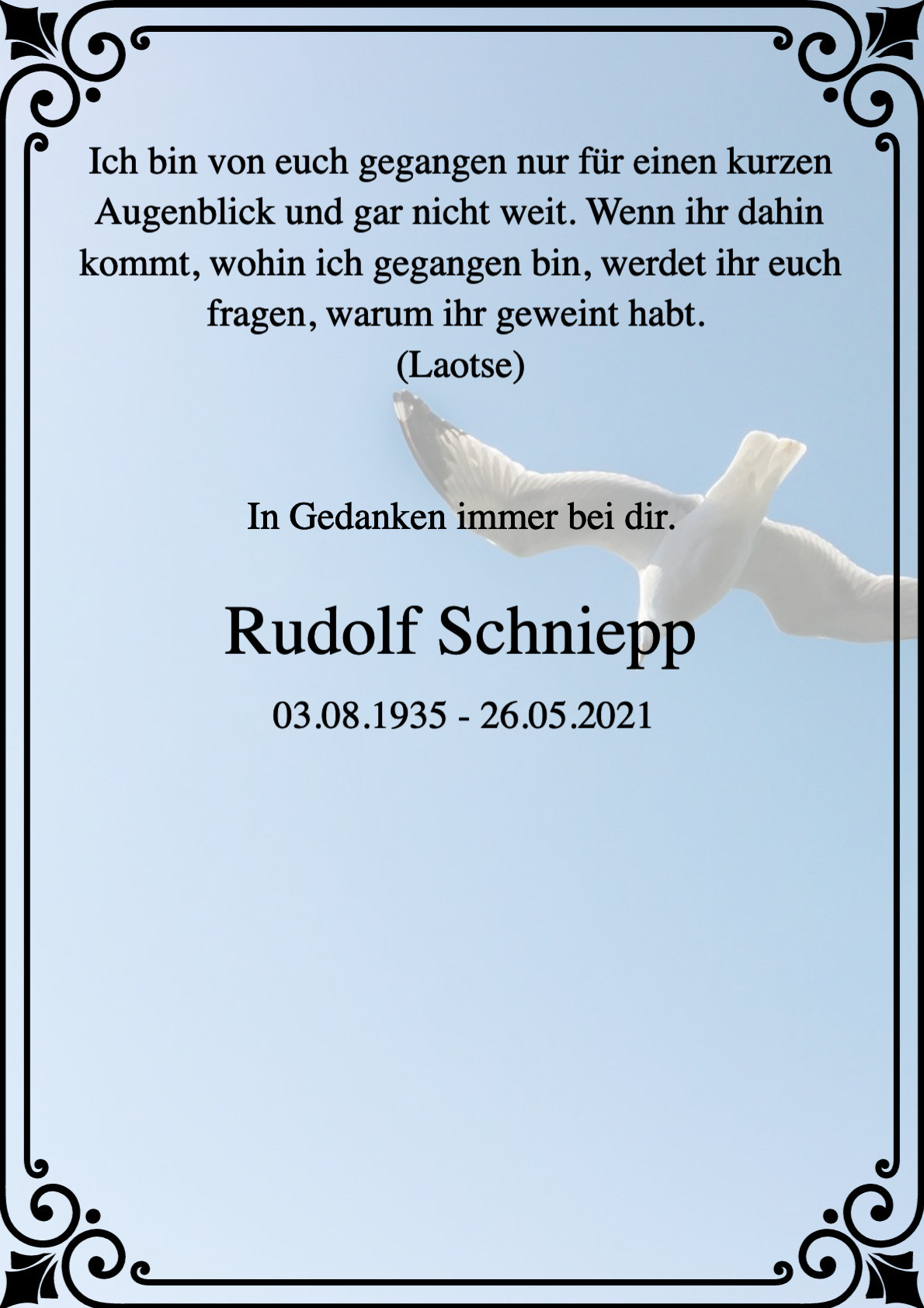 Traueranzeige von Rudolf Schniepp