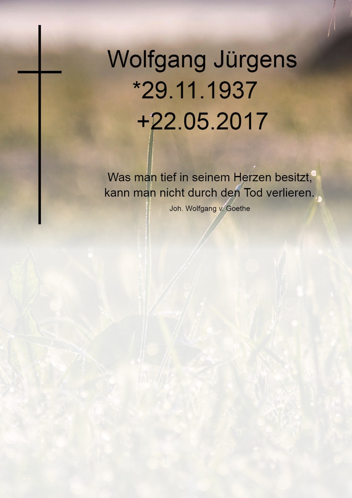 Traueranzeige von Wolfgang Jürgens