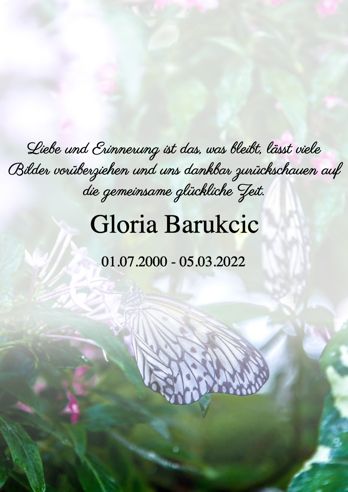 Traueranzeige von Gloria Barukcic