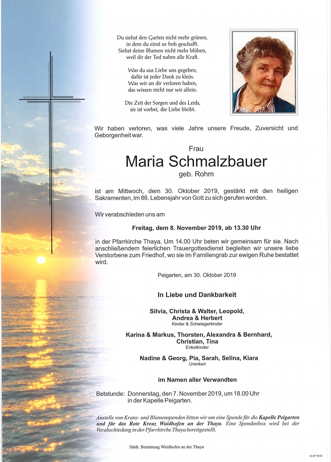 Traueranzeige von Maria Schmalzbauer