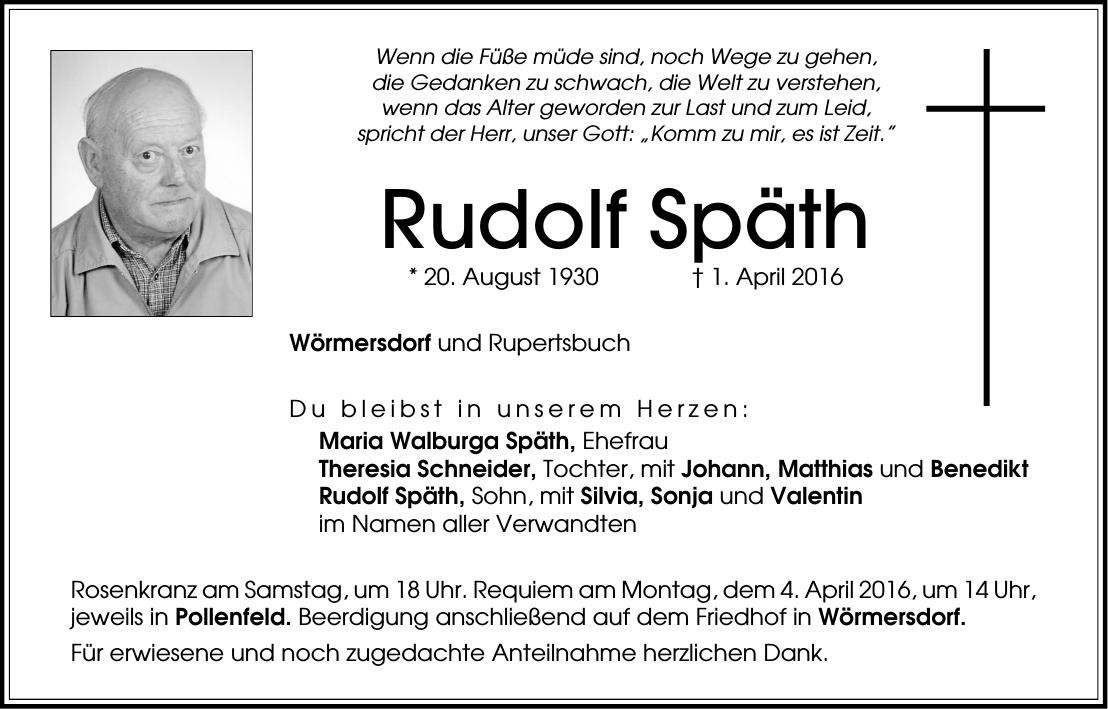 Traueranzeige von Rudolf Späth