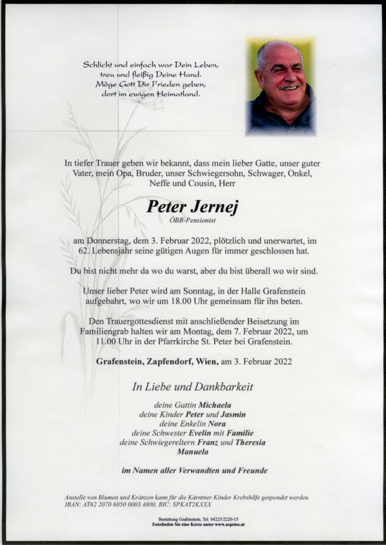 Traueranzeige von Herr Peter Jernej