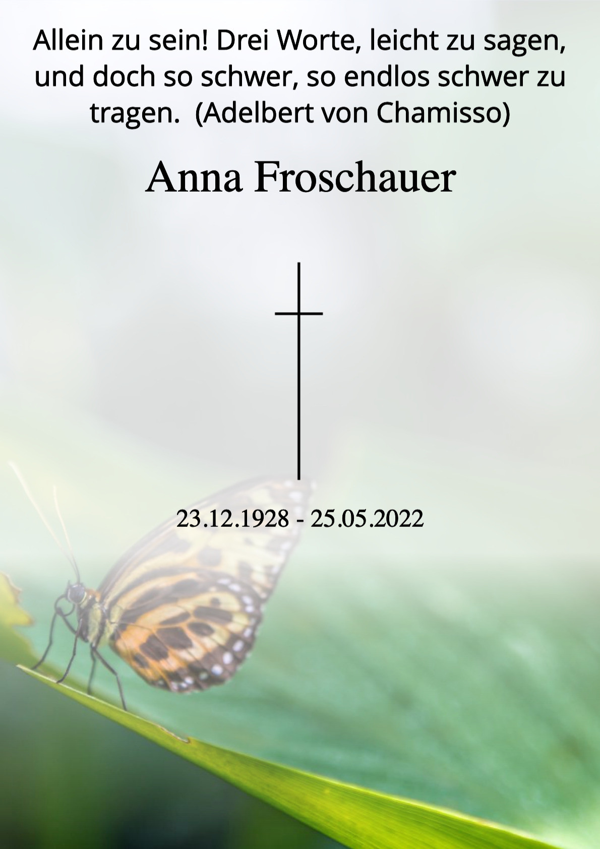 Traueranzeige von Anna Froschauer