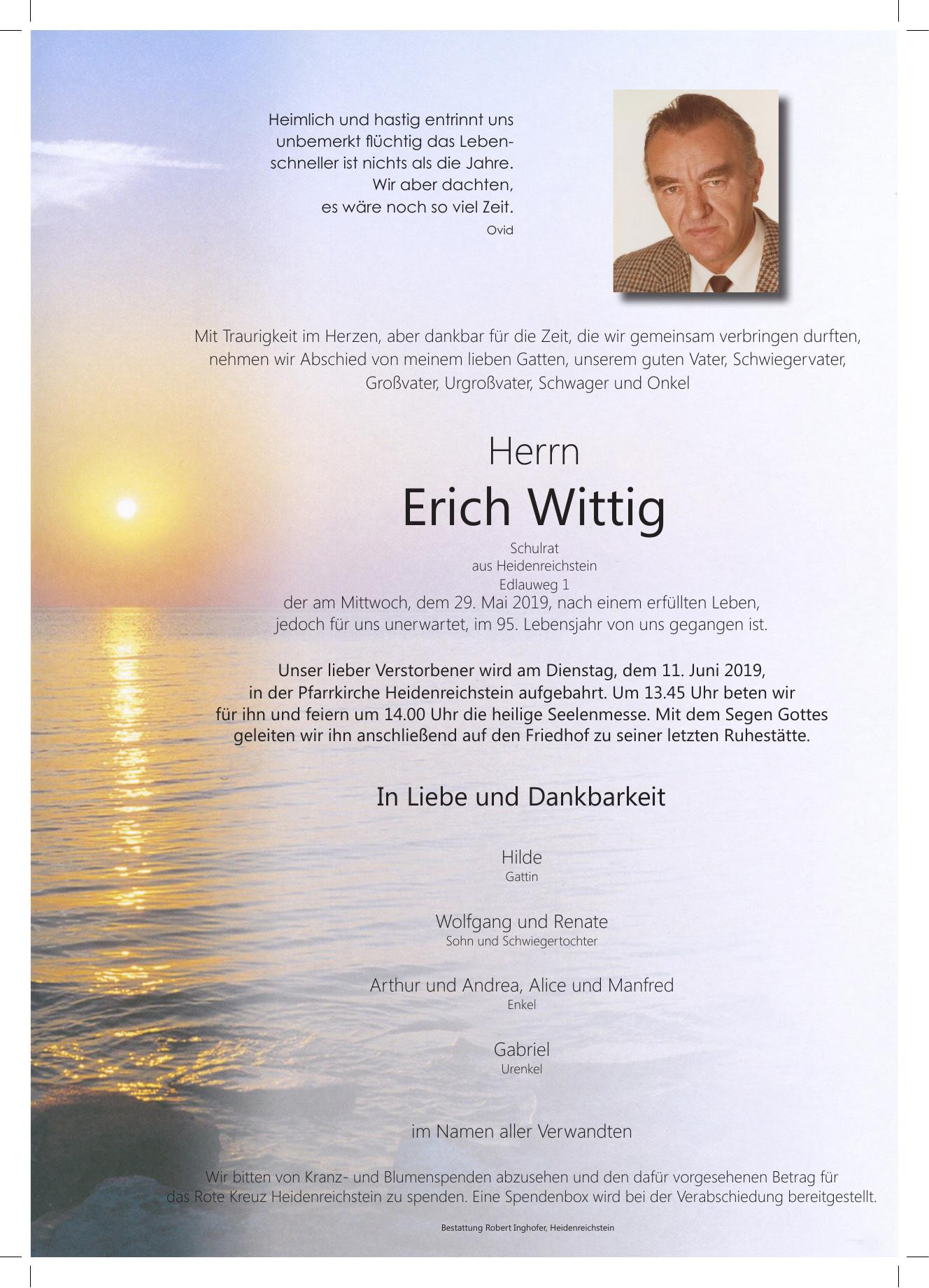 Traueranzeige von Erich Wittig