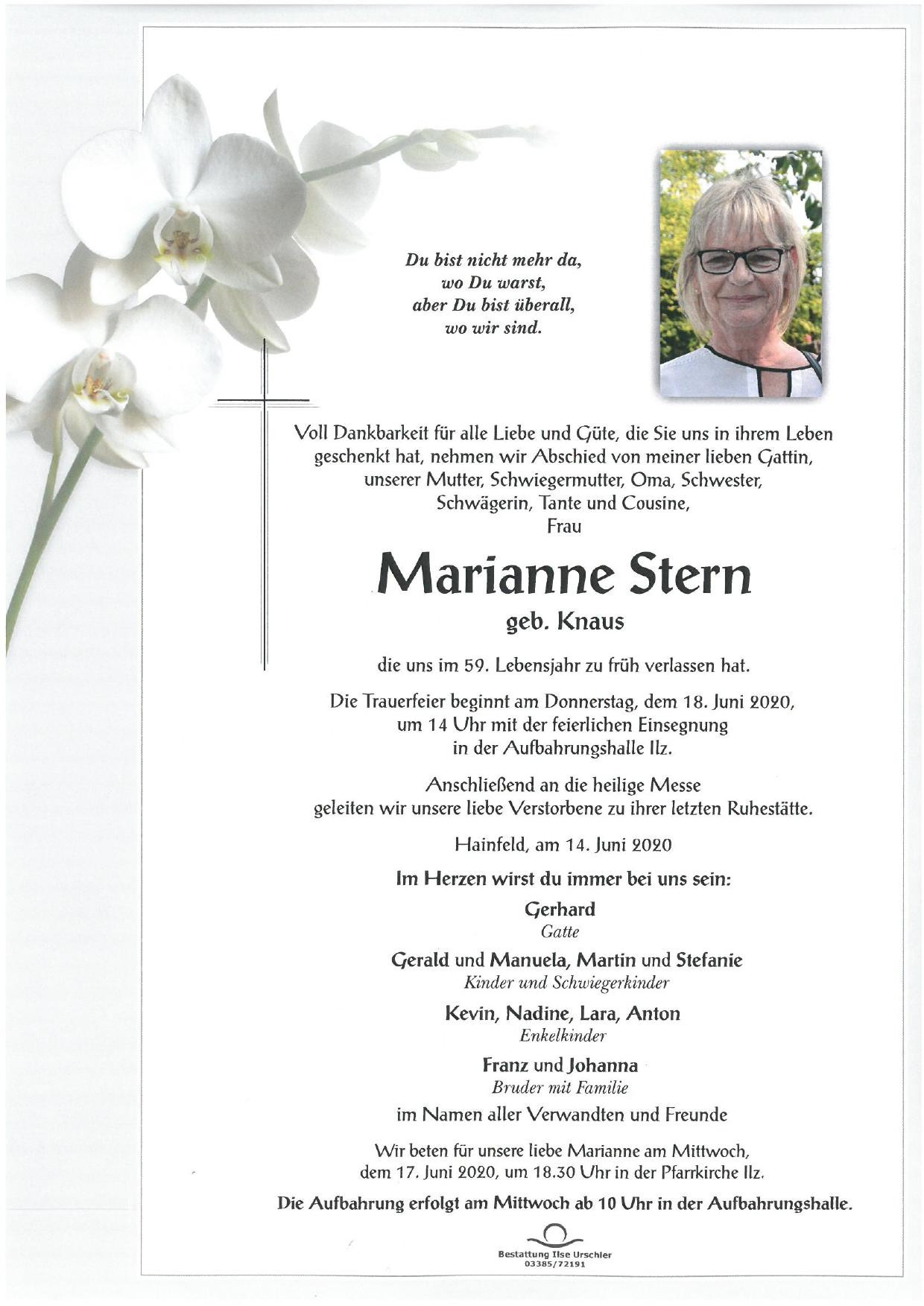 Traueranzeige von Marianne Stern