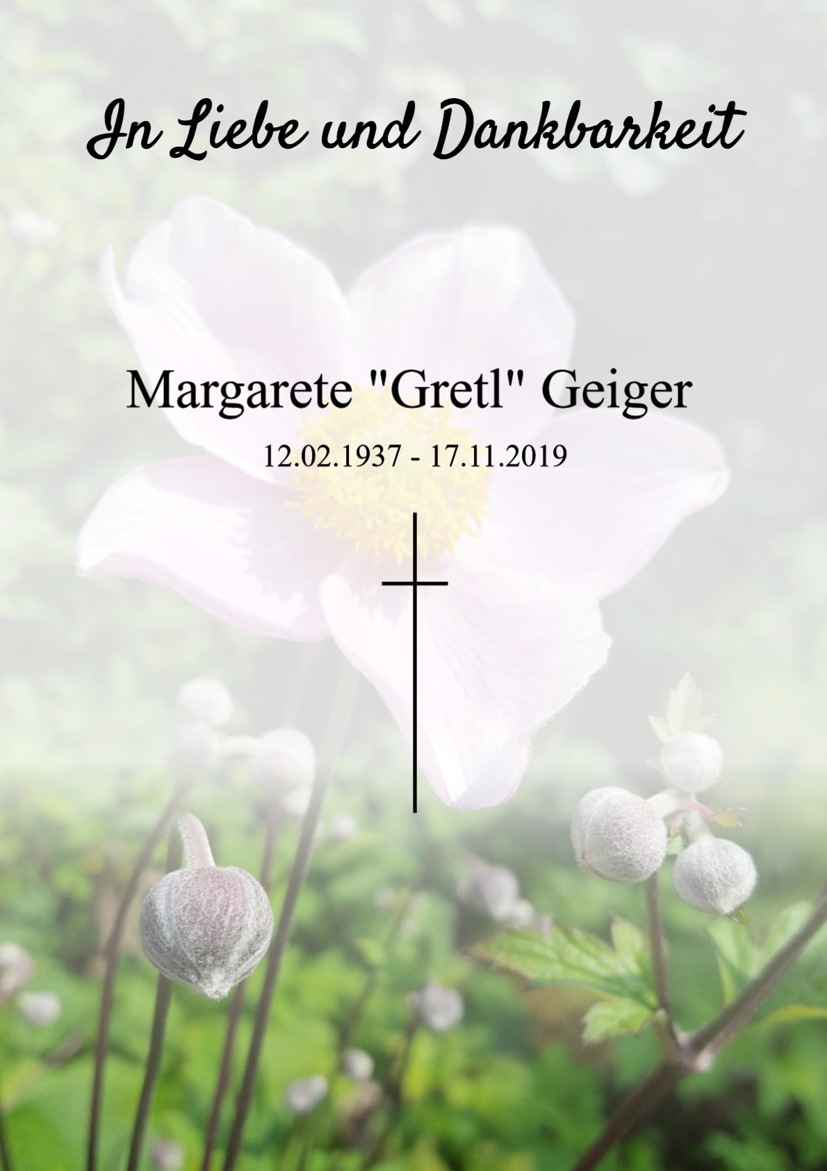Traueranzeige von Margarete "Gretl" Geiger