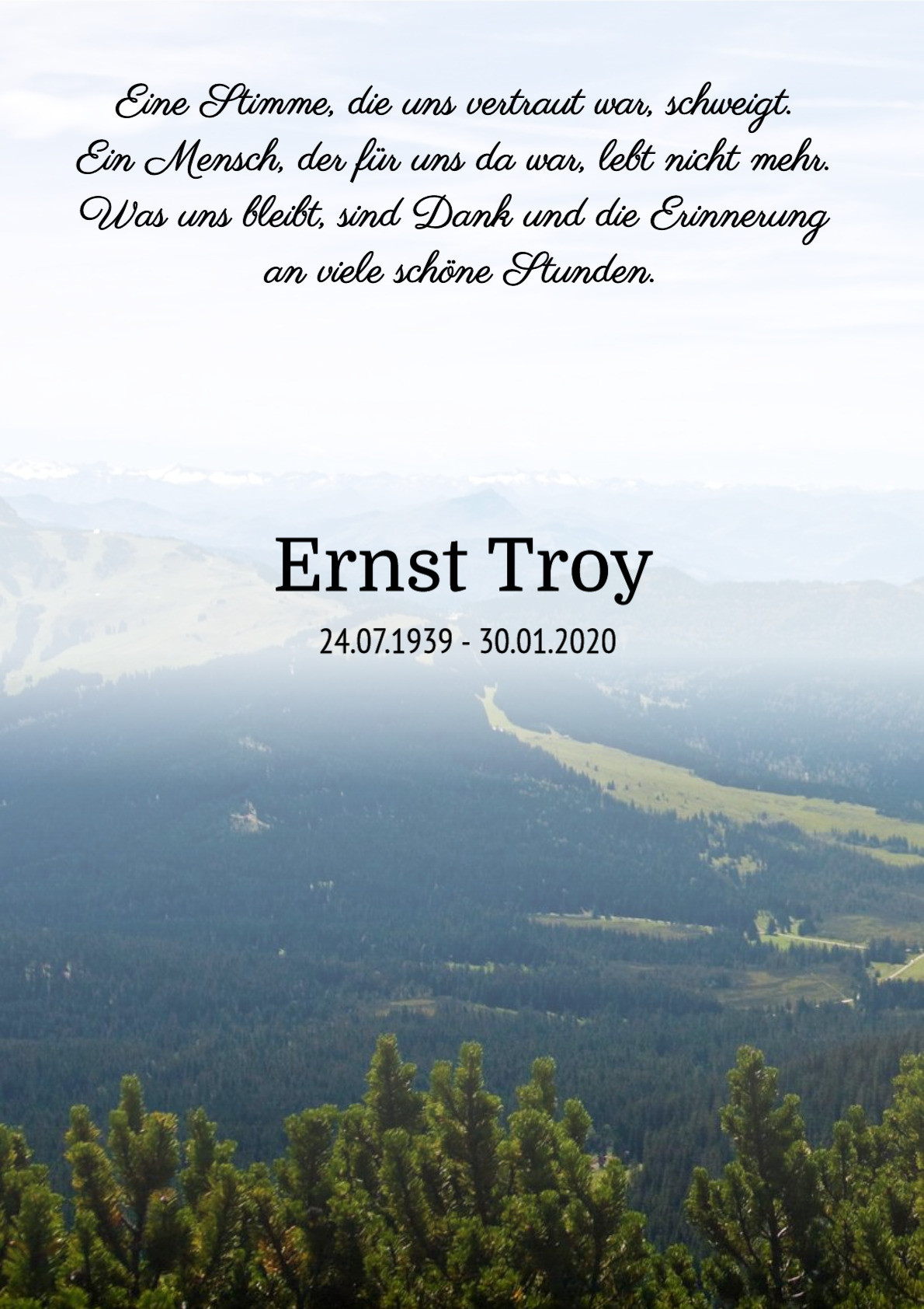Traueranzeige von Ernst Troy