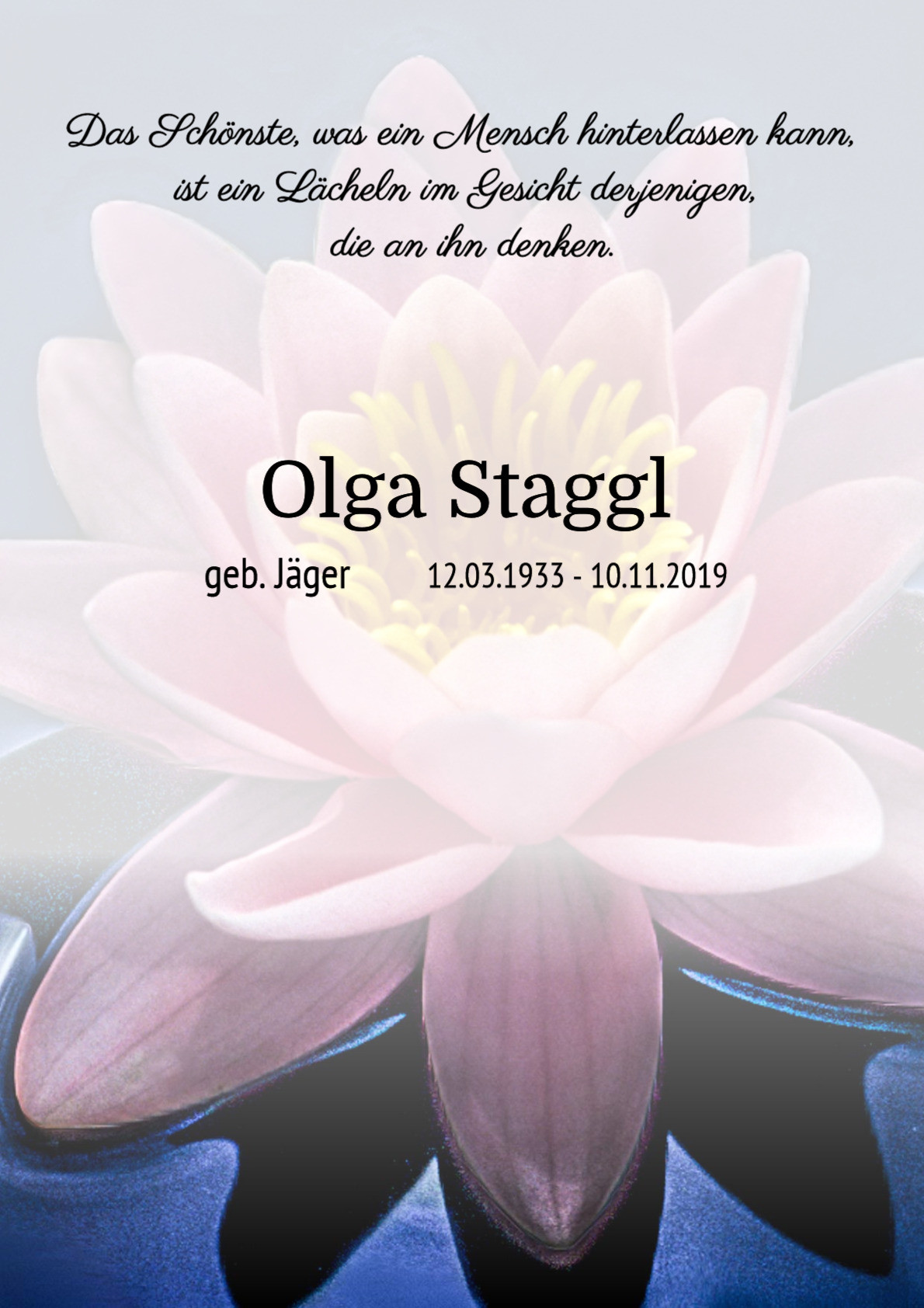 Traueranzeige von Olga Staggl