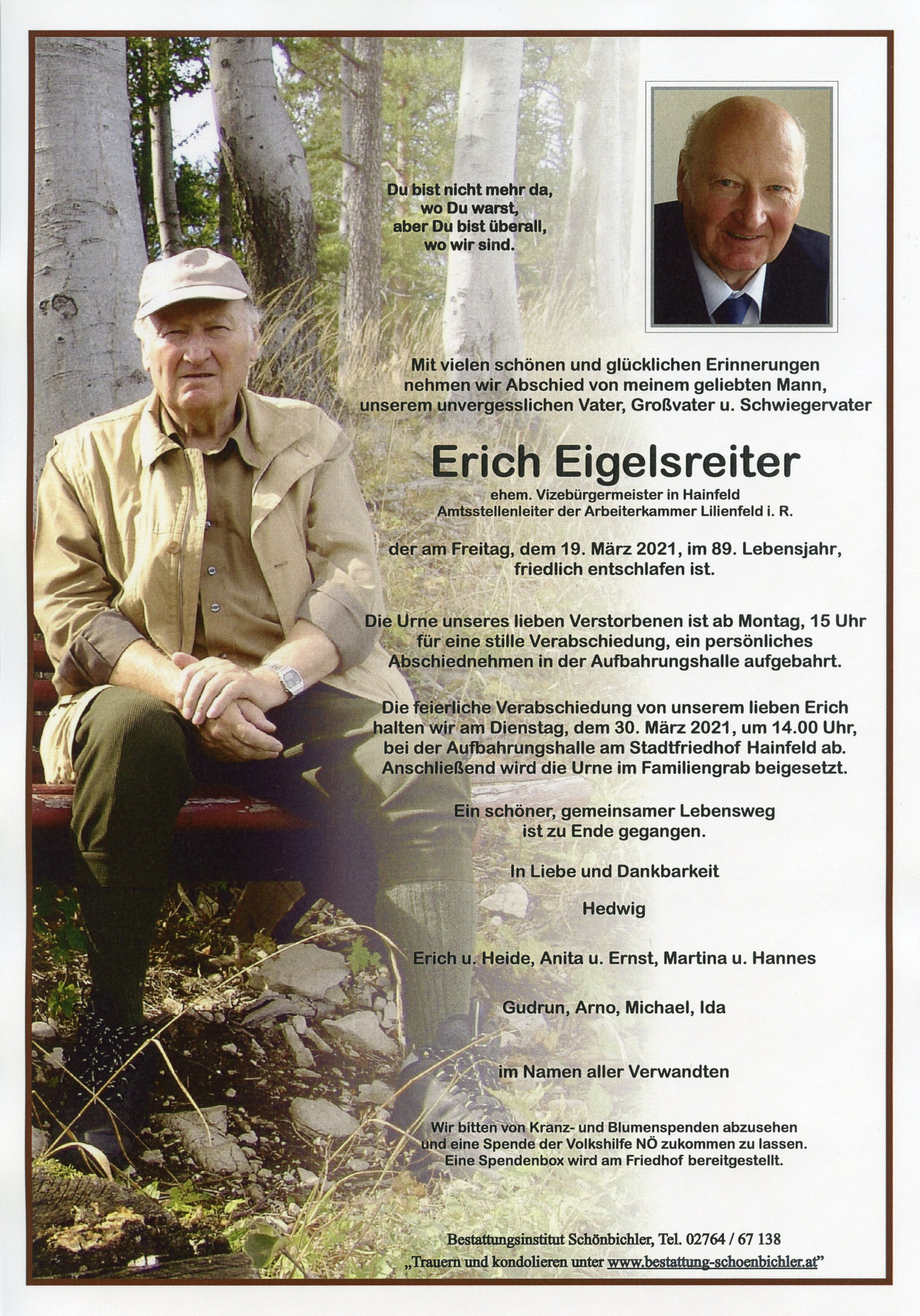 Traueranzeige von Erich Eigelsreiter