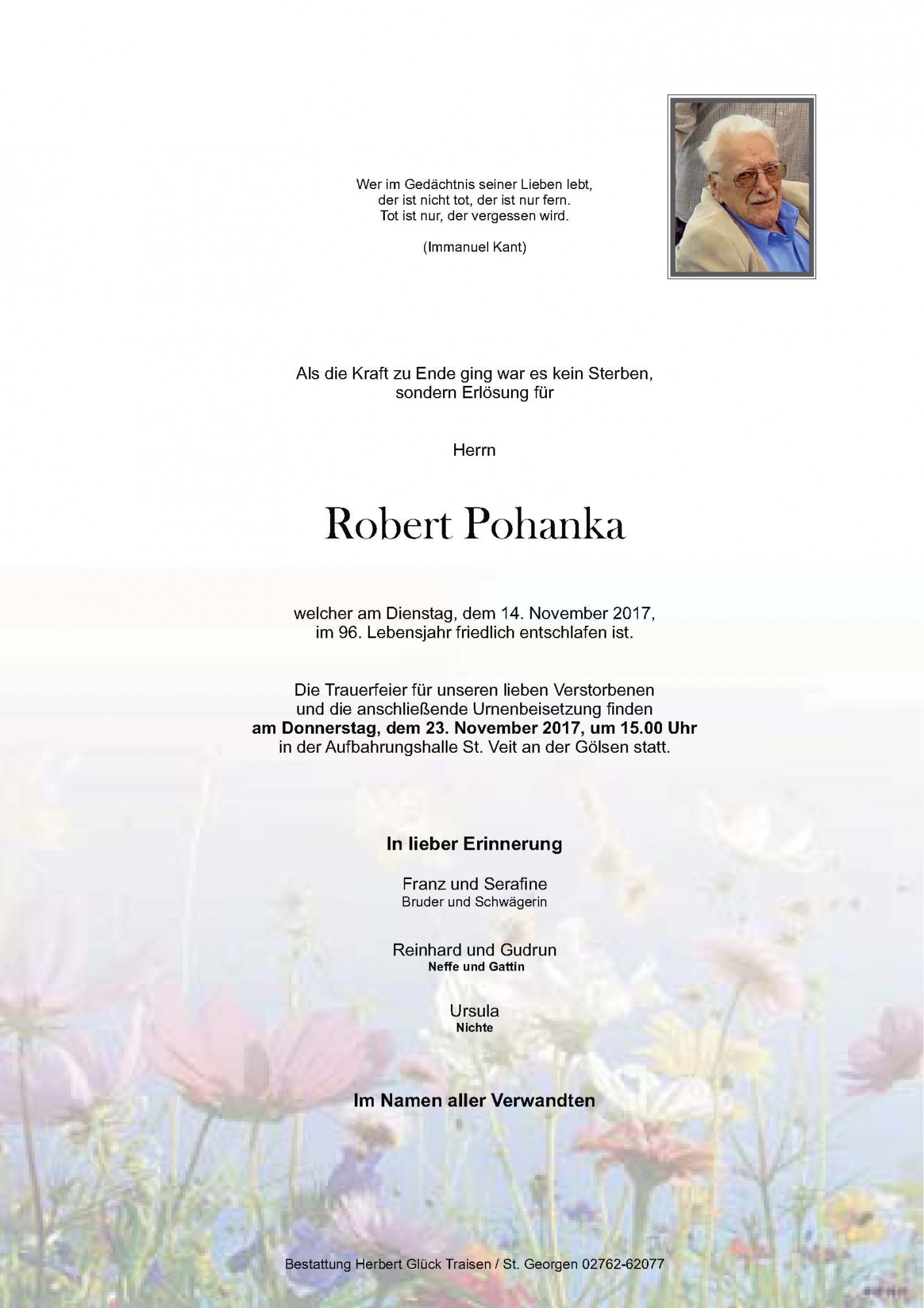 Traueranzeige von Robert Pohanka