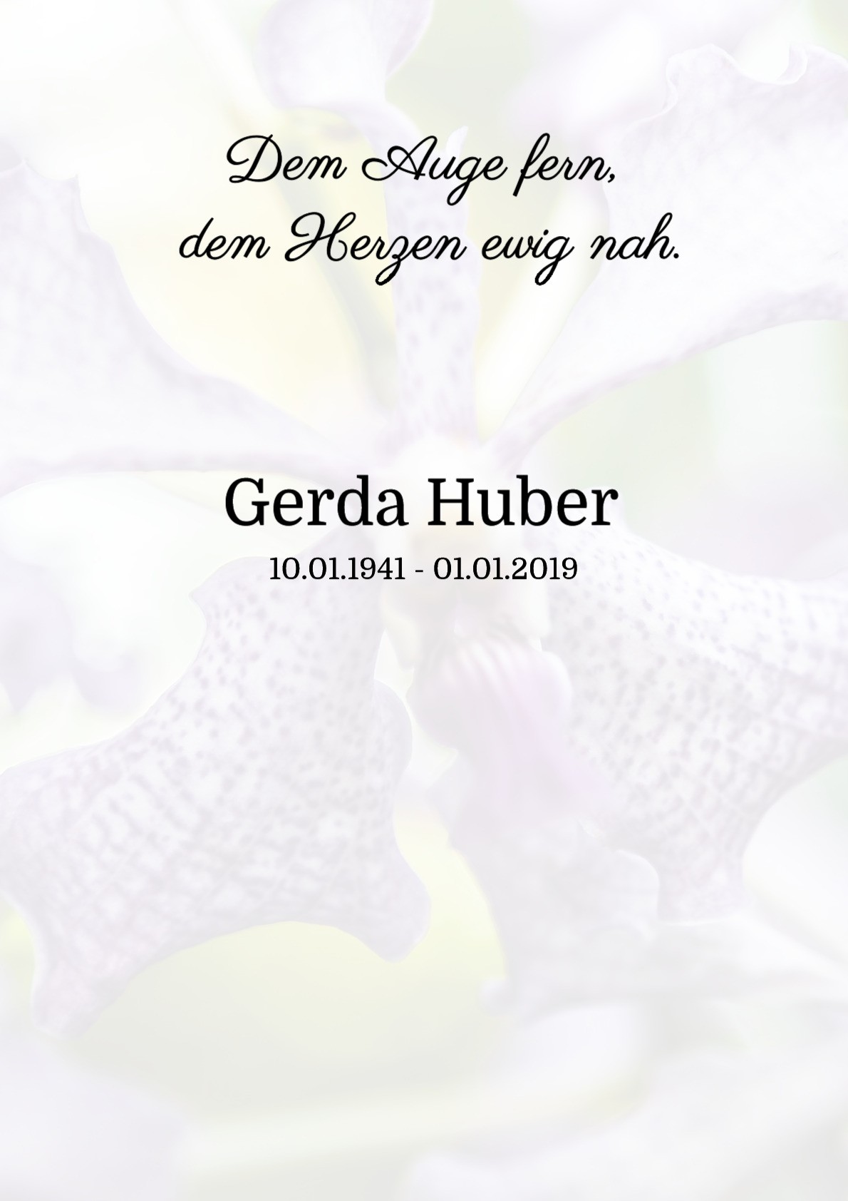 Traueranzeige von Gerda Huber