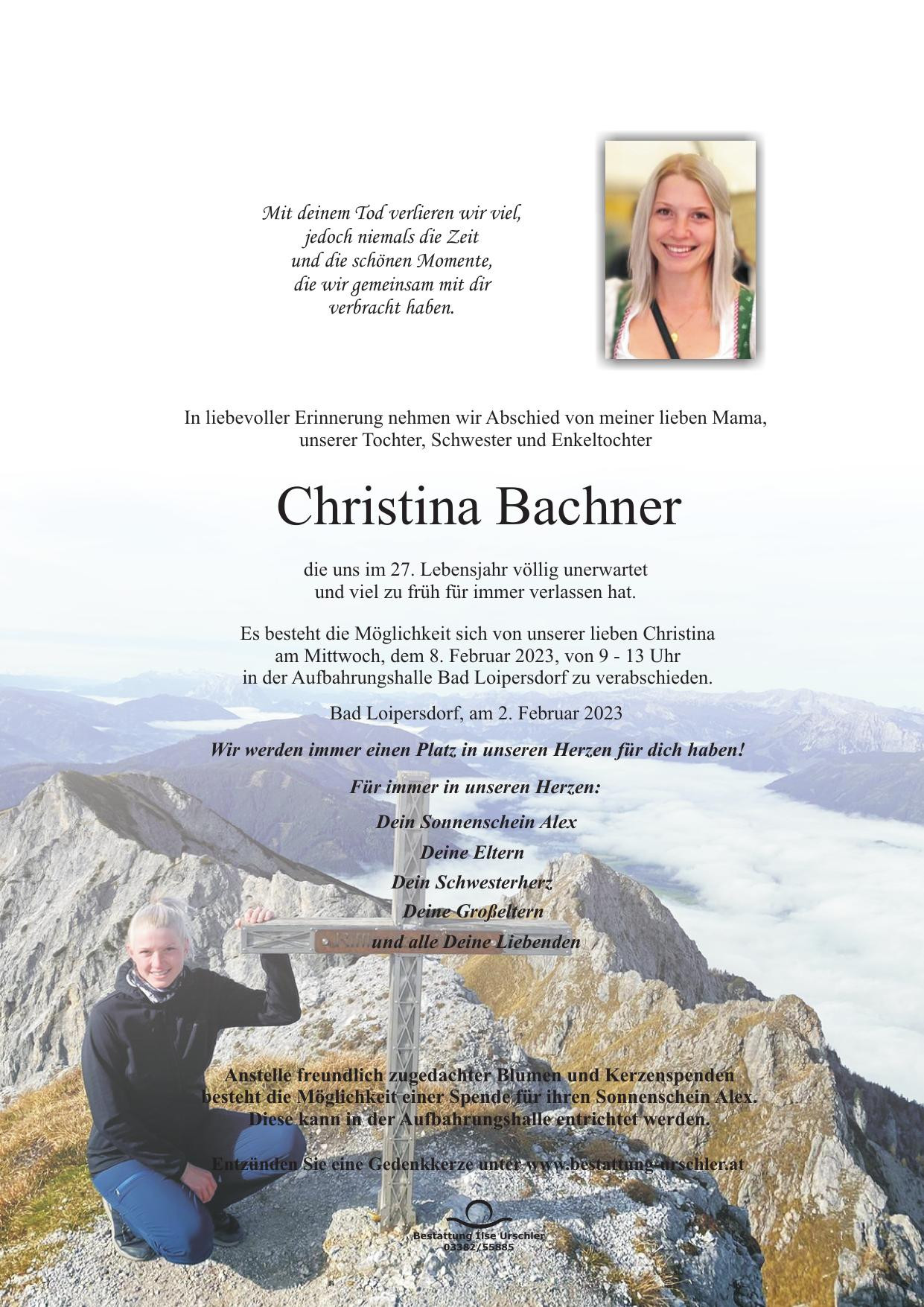 Traueranzeige von Christina Bachner