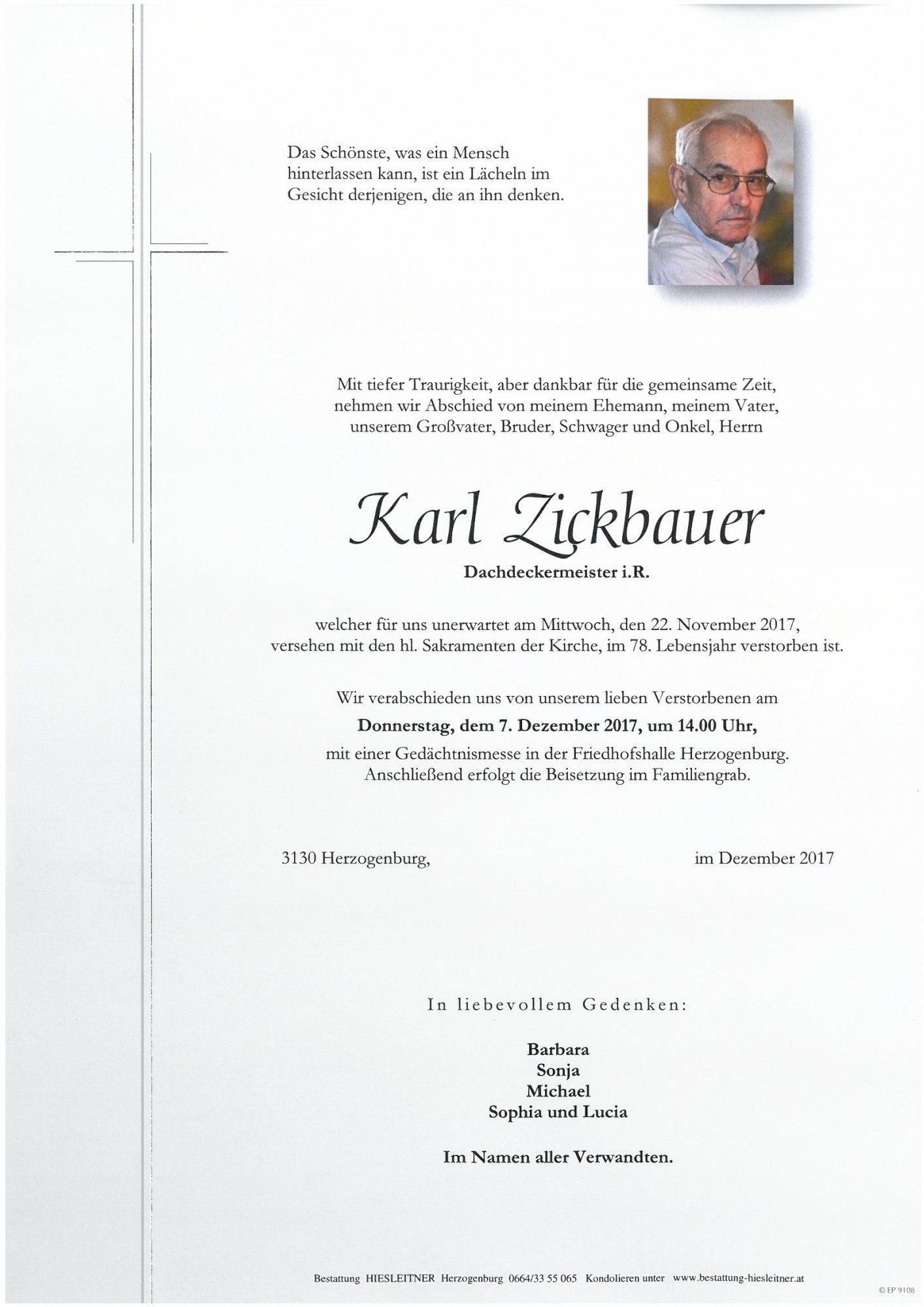 Traueranzeige von Karl Zickbauer