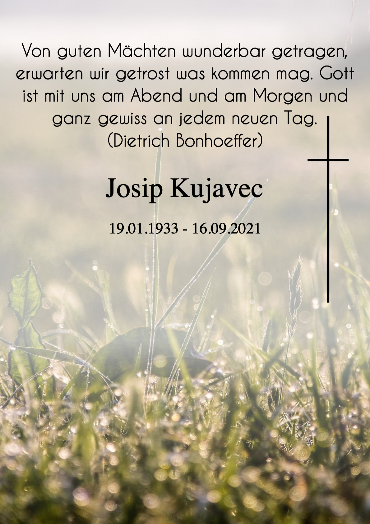 Traueranzeige von Josip Kujavec
