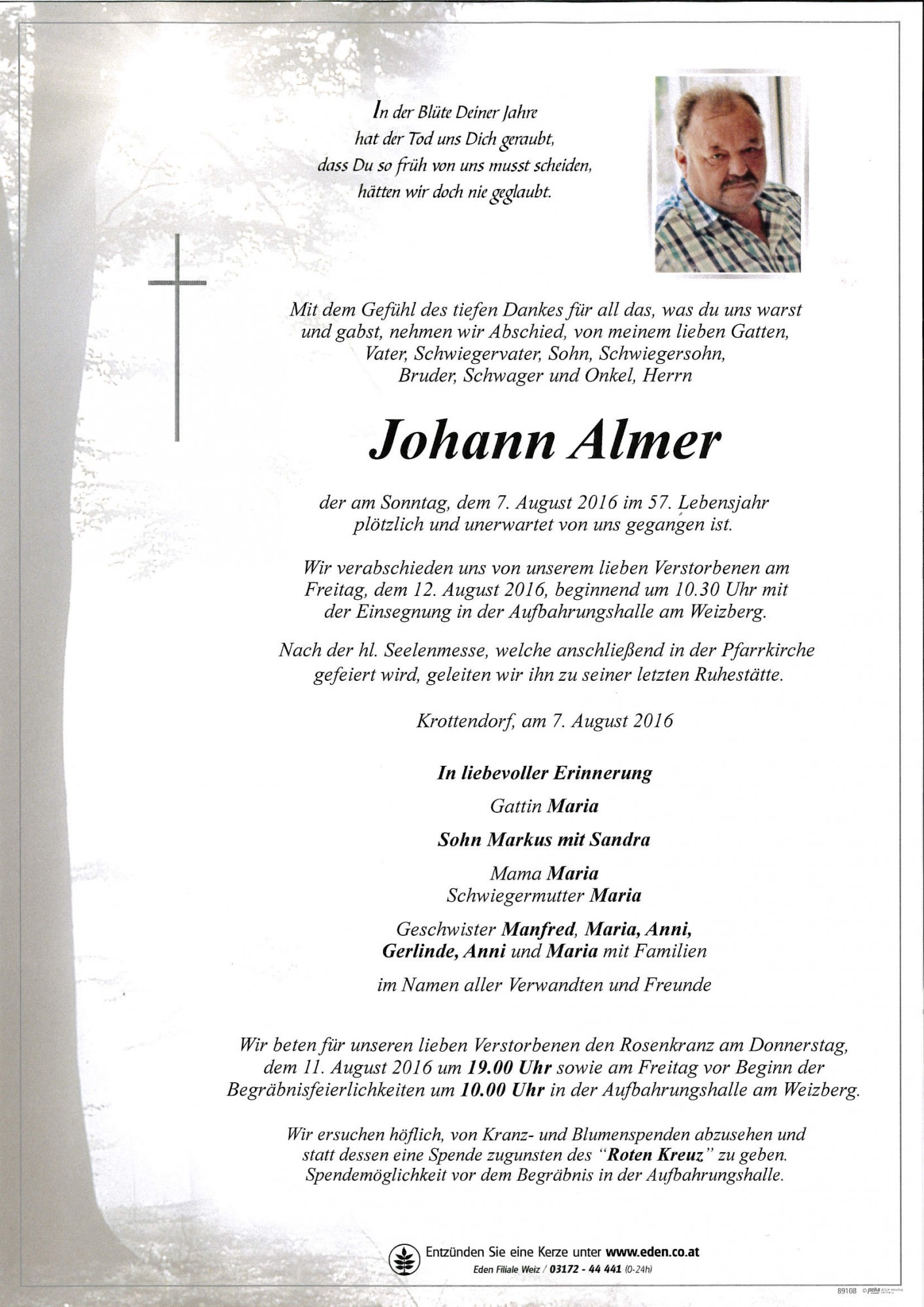 Traueranzeige von Johann Almer