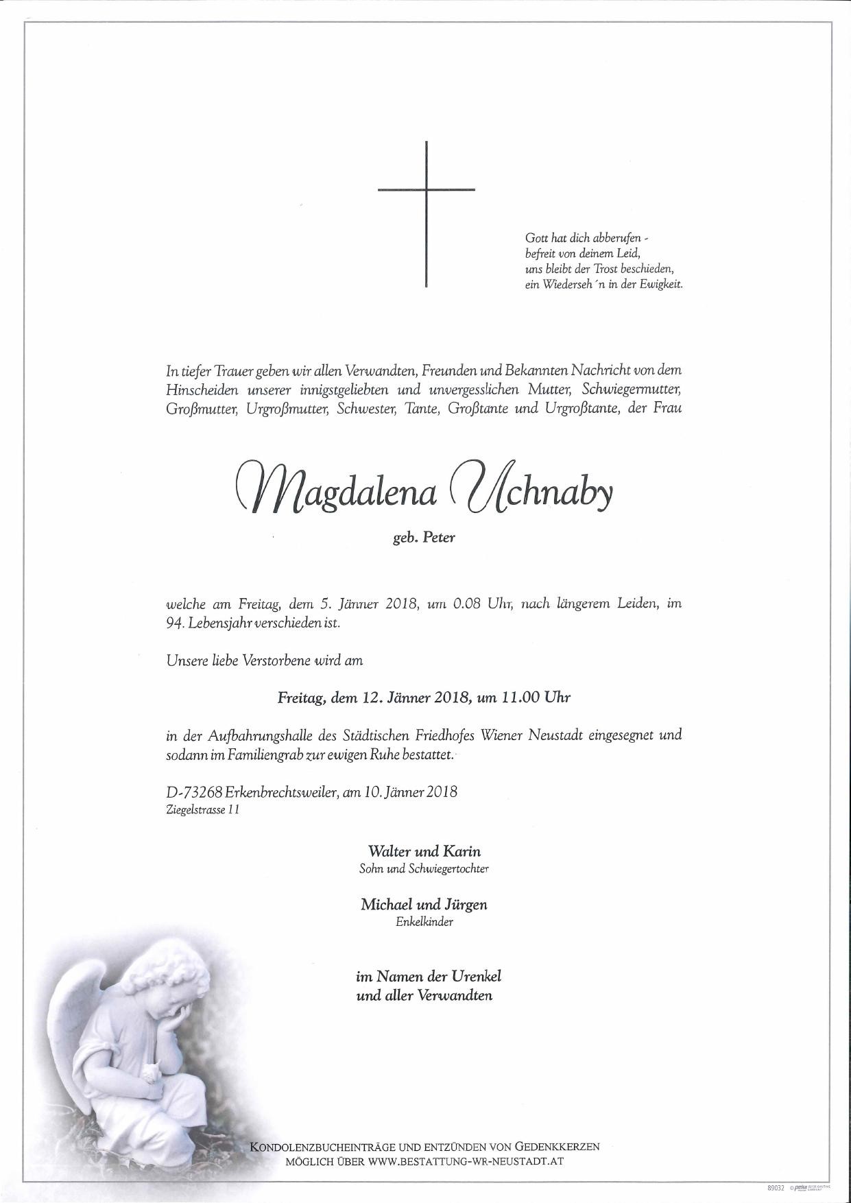 Traueranzeige von Magdalena Uchnaby