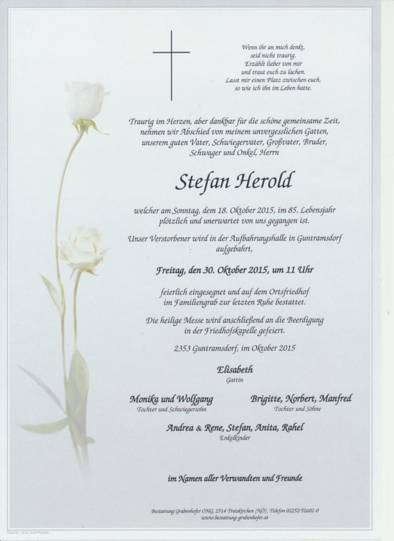 Traueranzeige von Stefan Herold