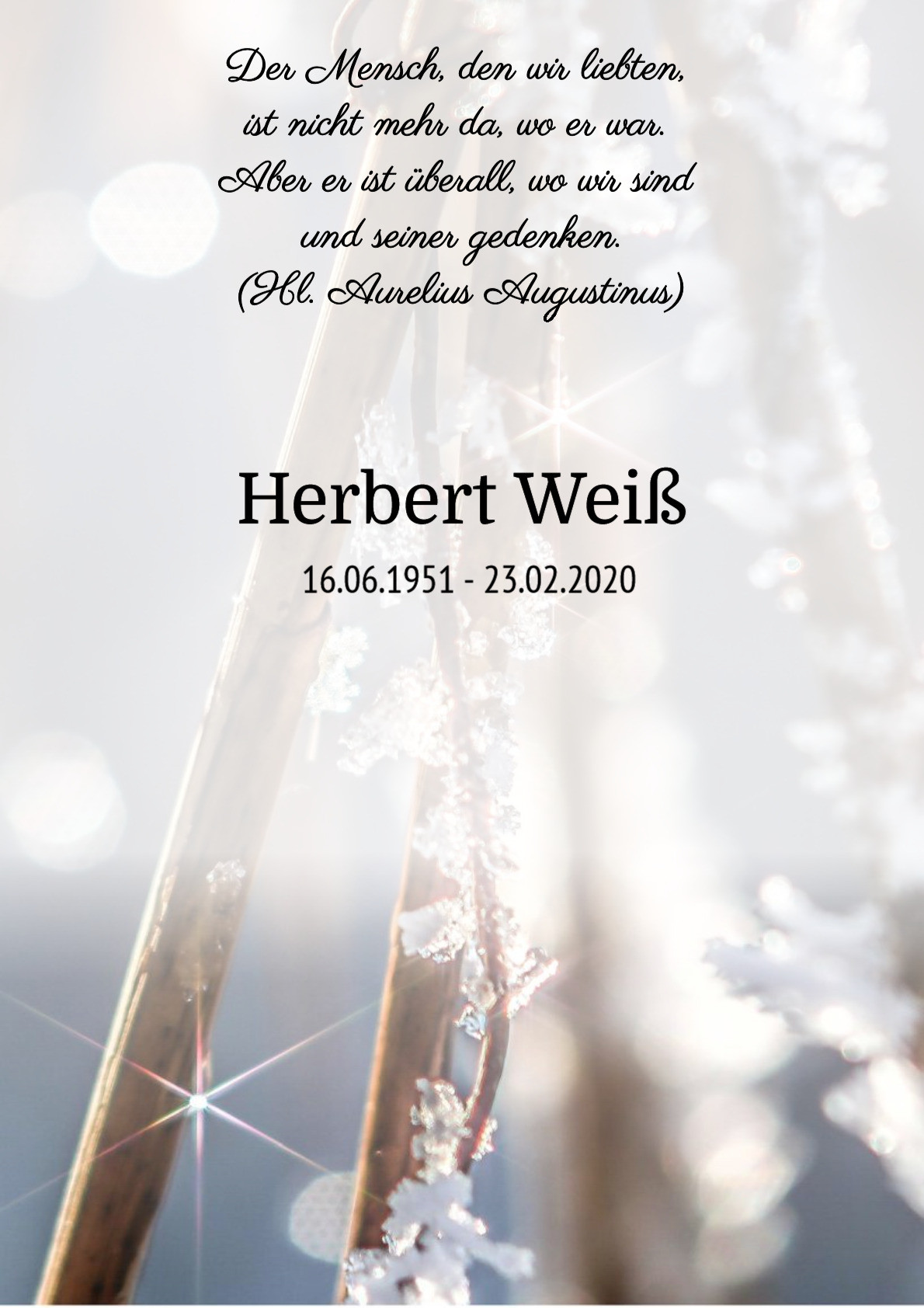 Traueranzeige von Herbert Weiß