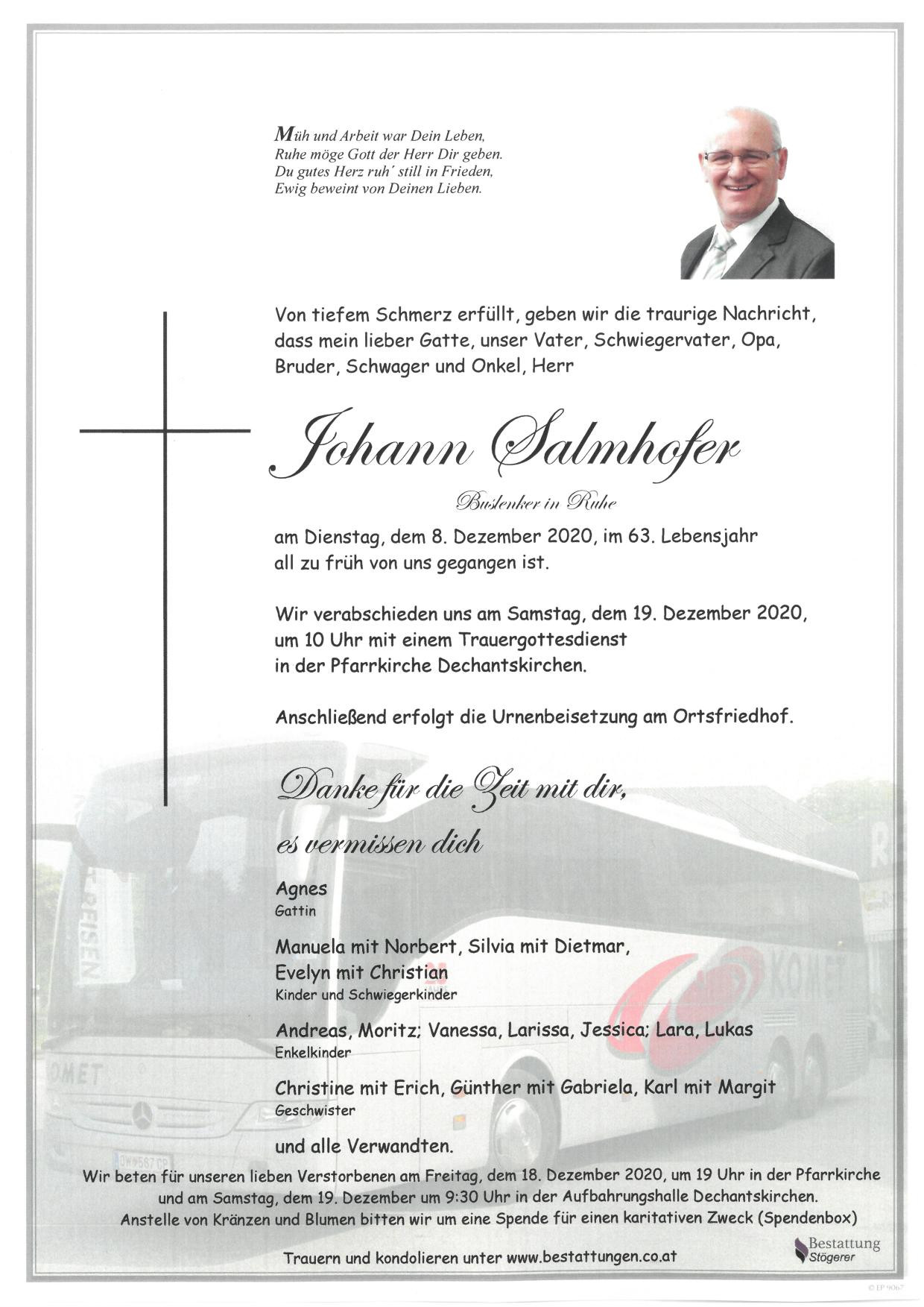 Traueranzeige von Johann Salmhofer