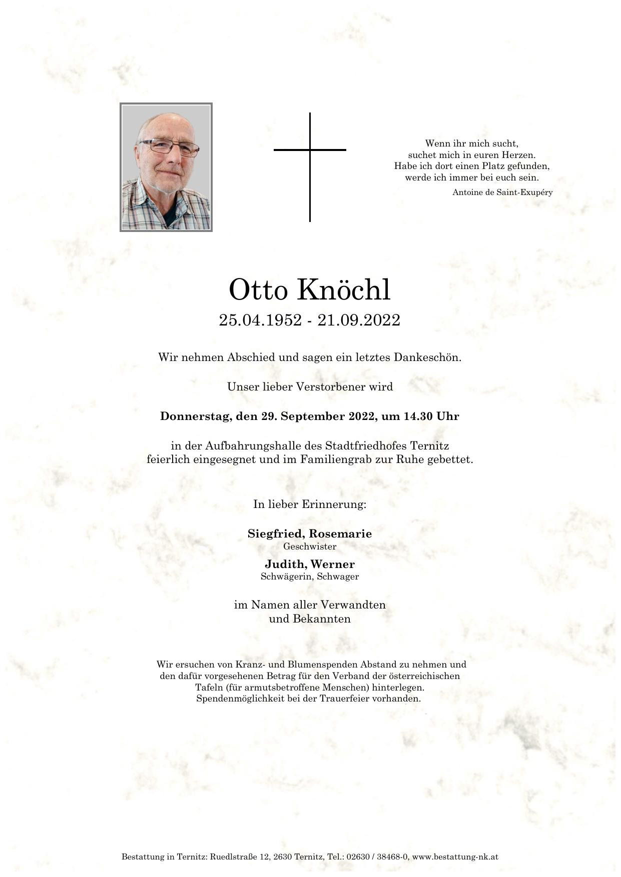 Traueranzeige von Otto Knöchl