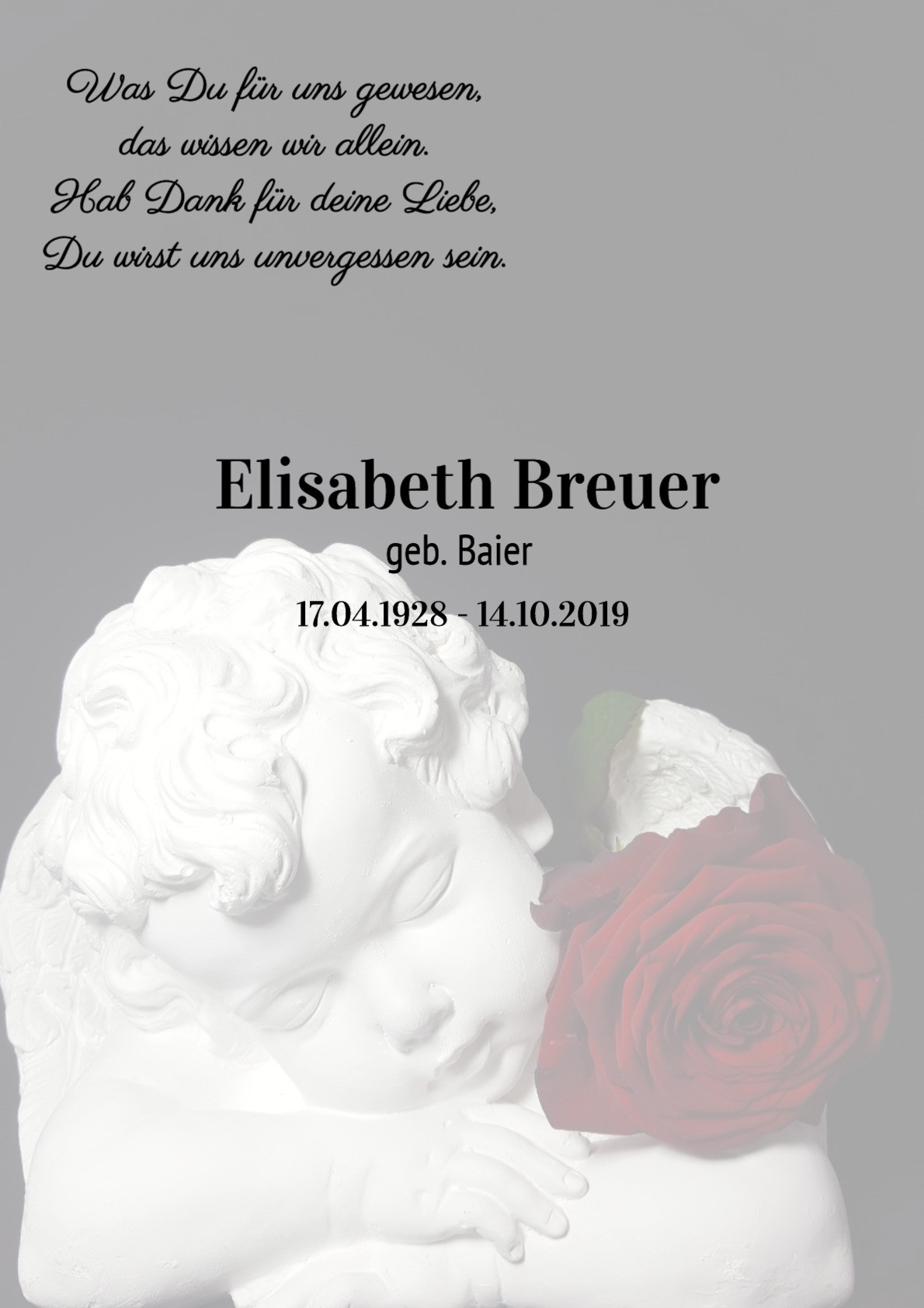 Traueranzeige von Elisabeth Breuer