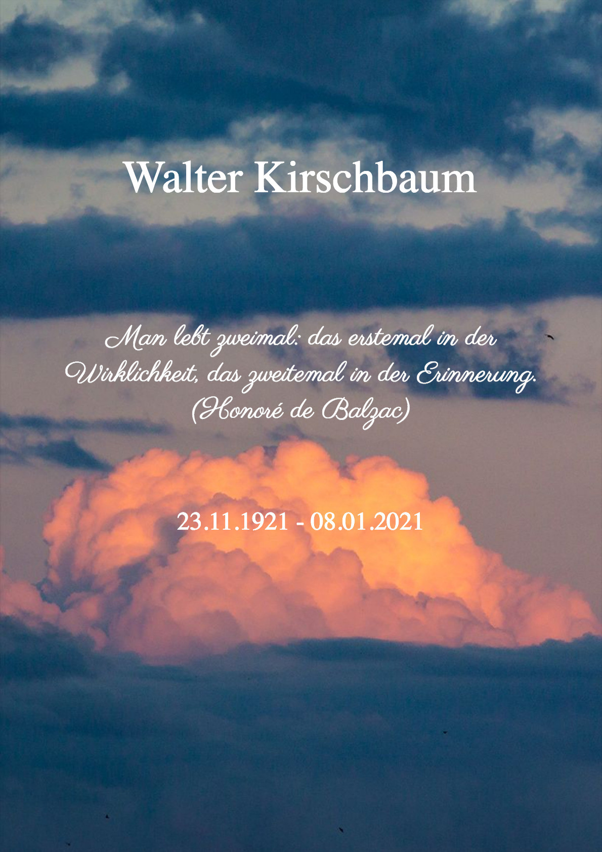 Traueranzeige von Walter Kirschbaum