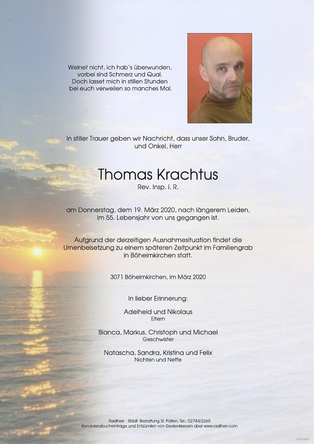 Traueranzeige von Thomas Krachtus