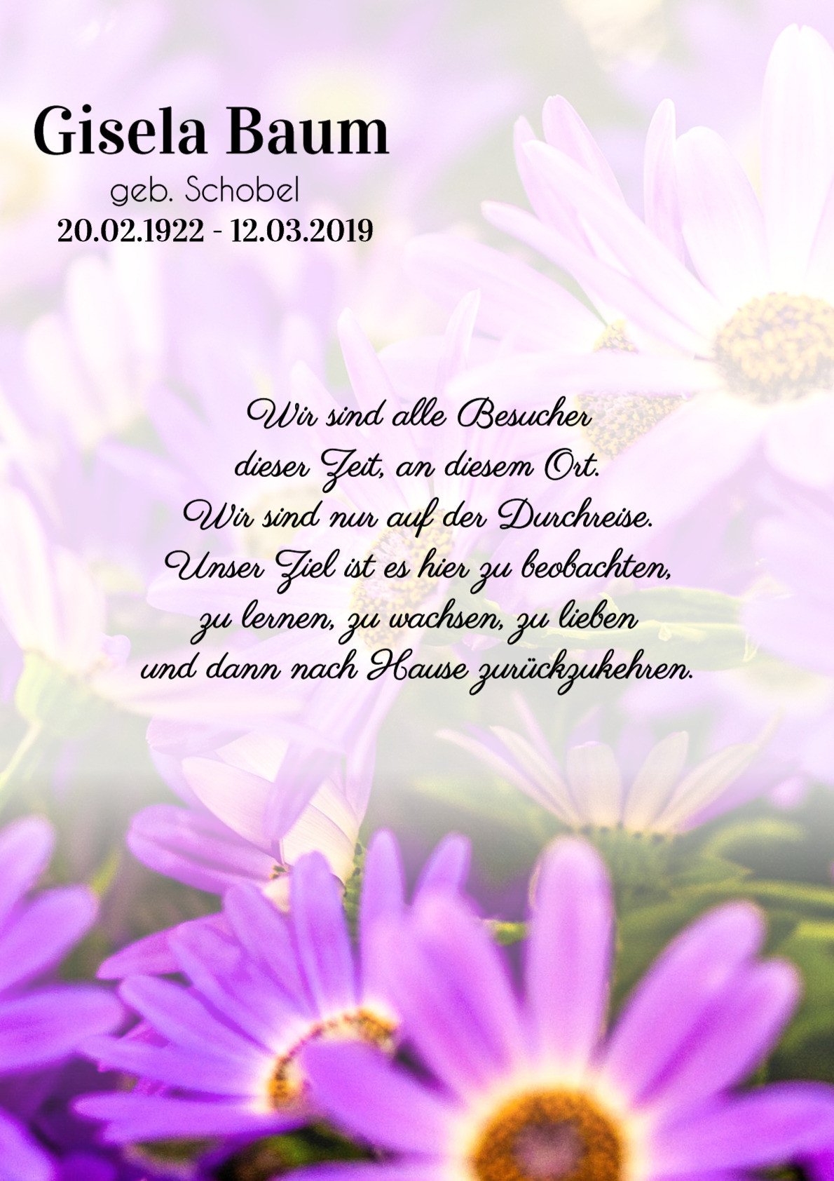 Traueranzeige von Gisela Baum