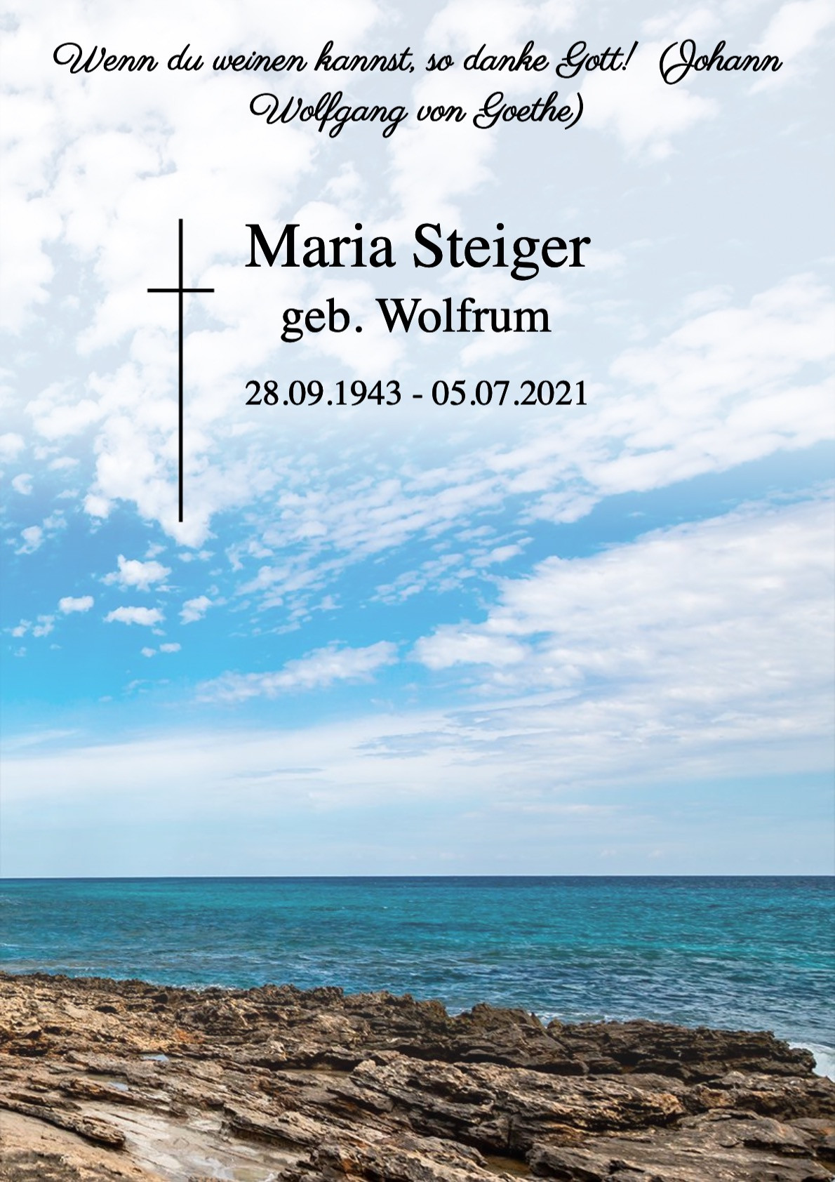 Traueranzeige von Maria Steiger