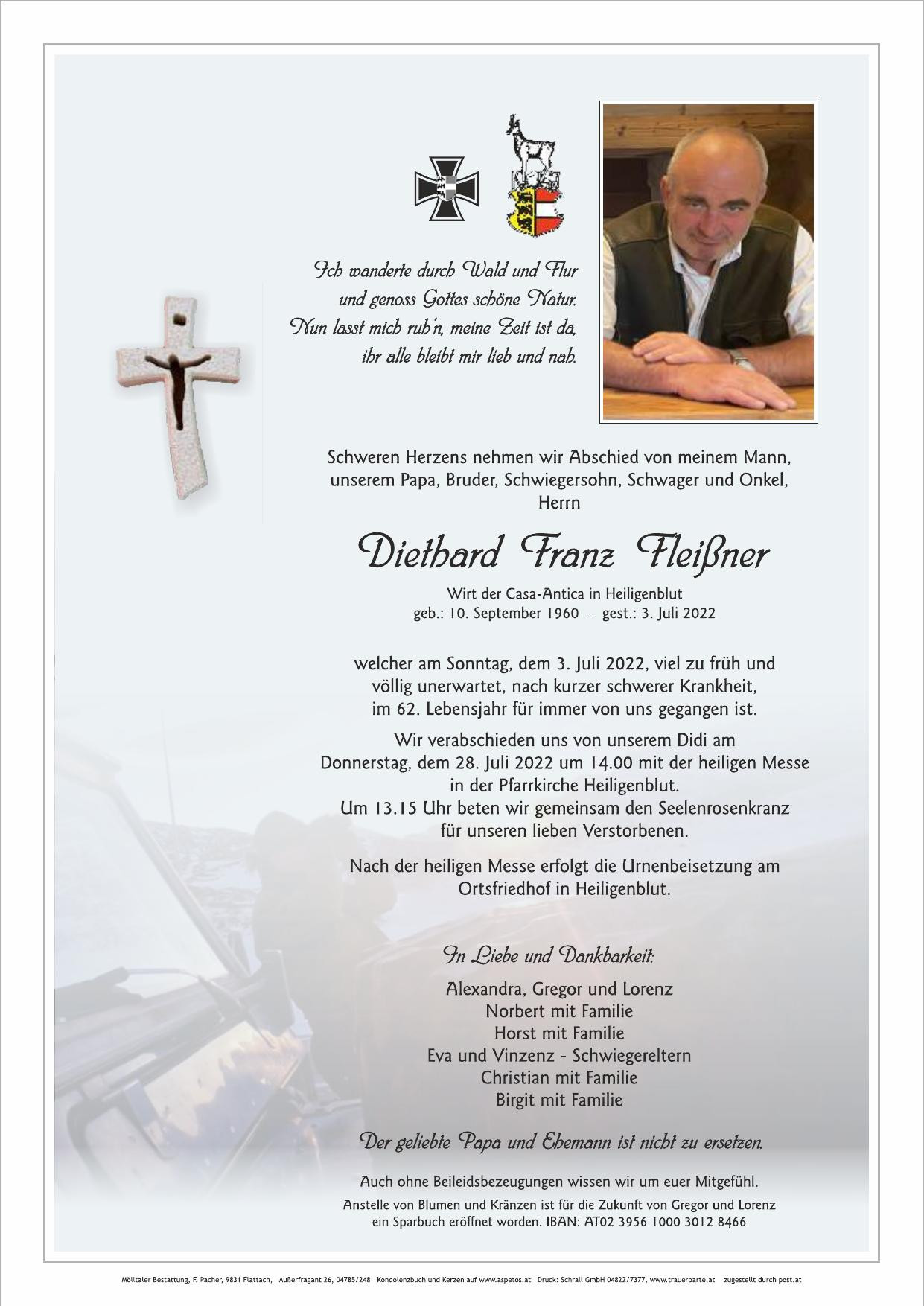 Traueranzeige von Diethard Fleißner