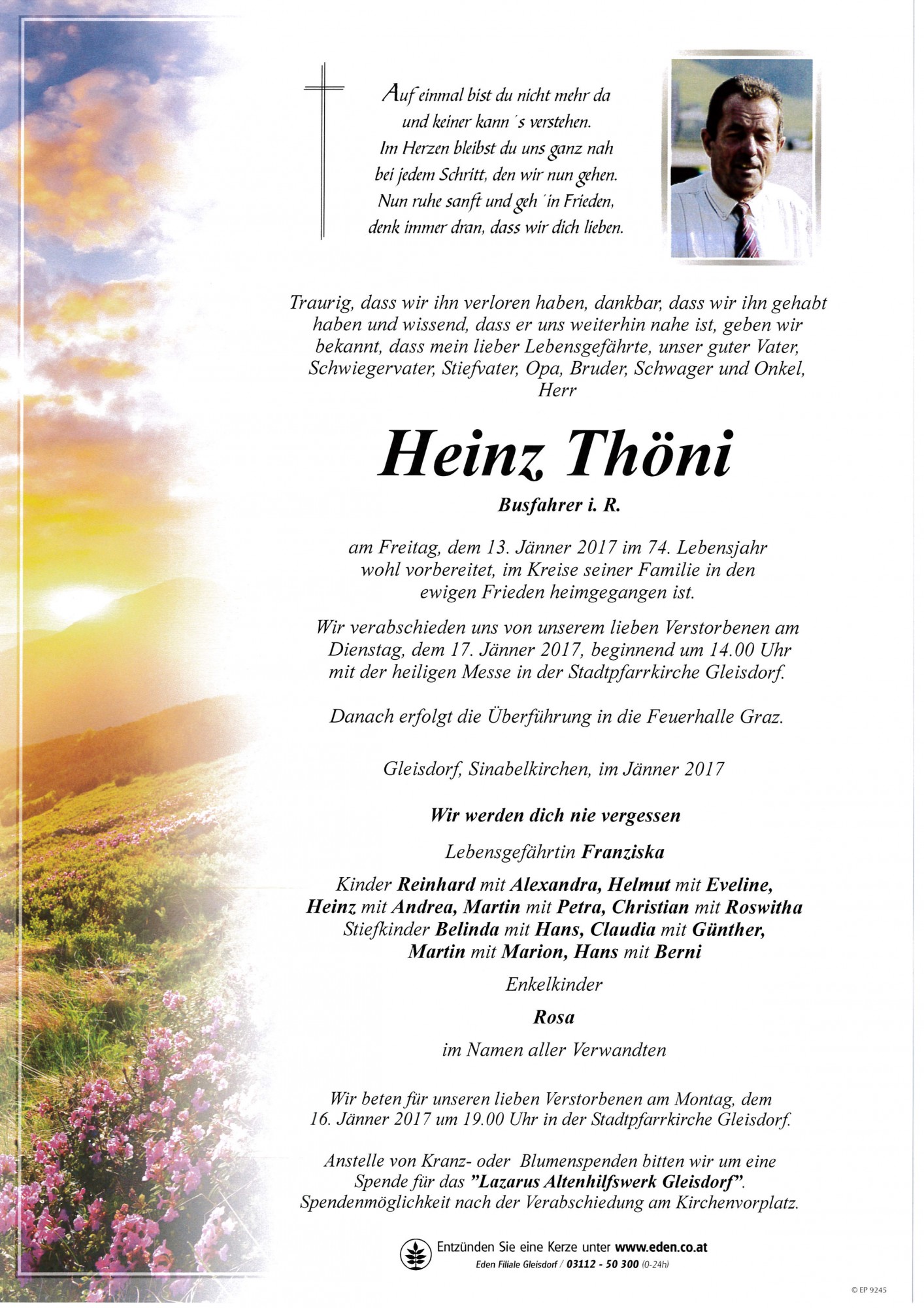 Traueranzeige von Heinz Thöni