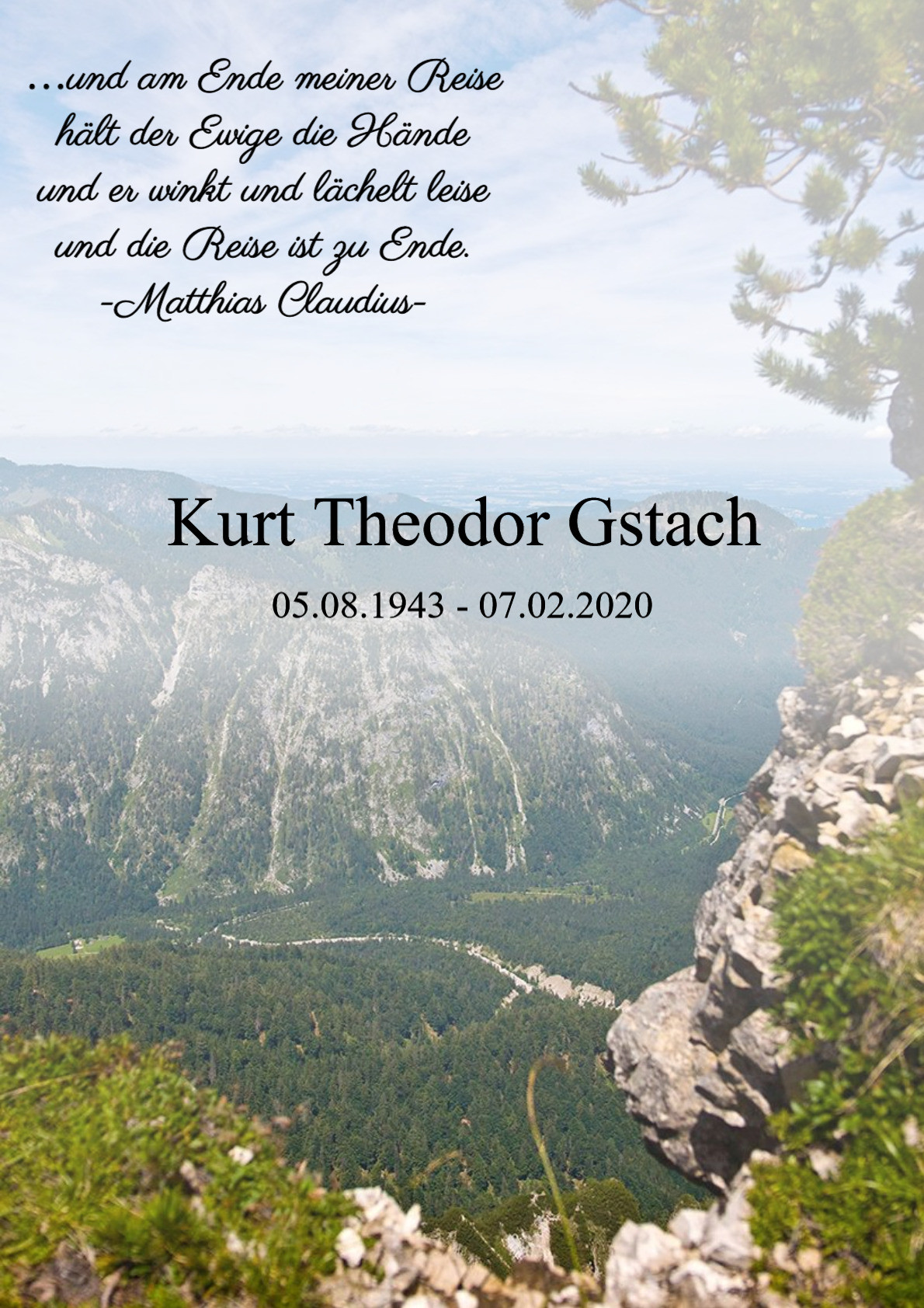 Traueranzeige von Kurt Theodor Gstach