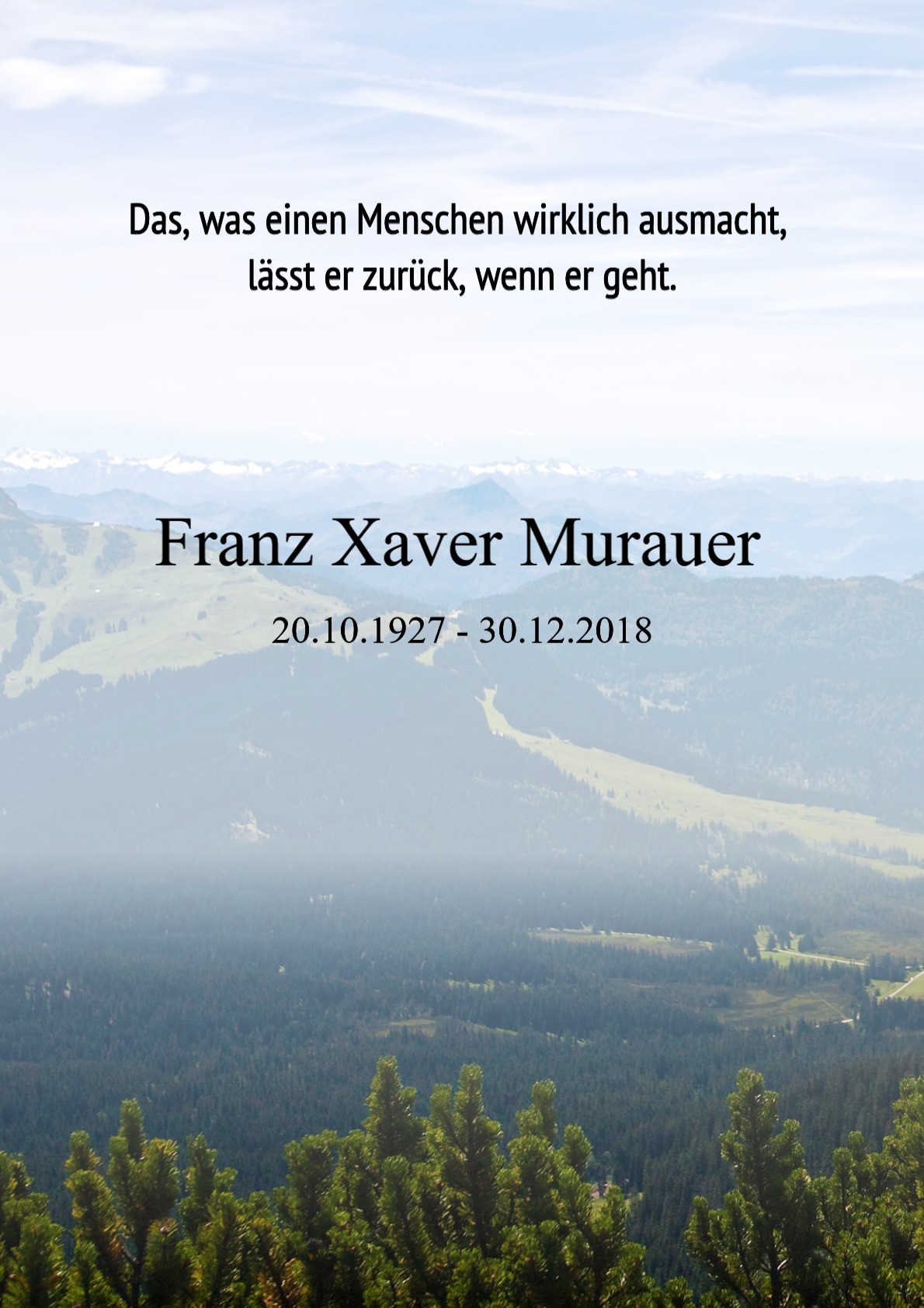 Traueranzeige von Franz Xaver Murauer