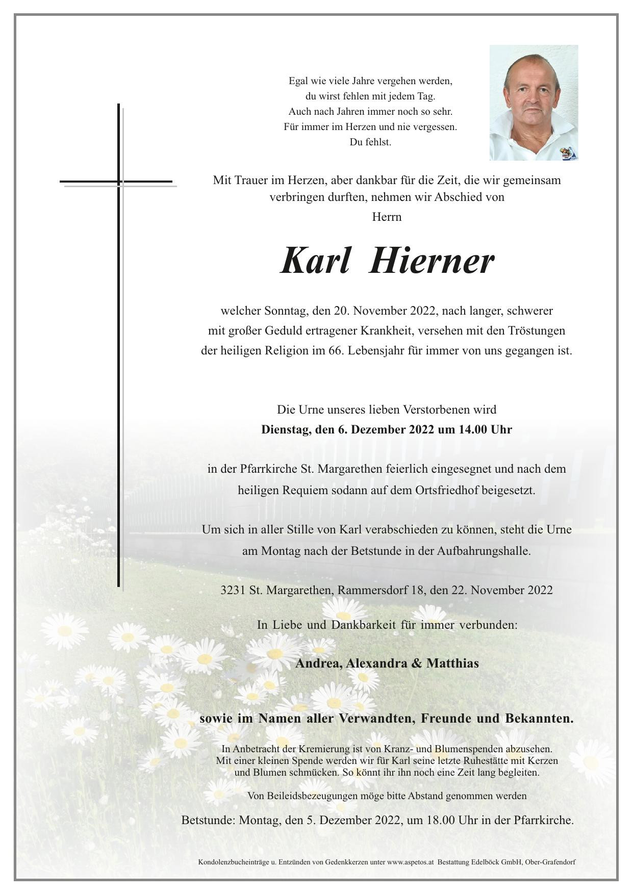 Traueranzeige von Karl Hierner