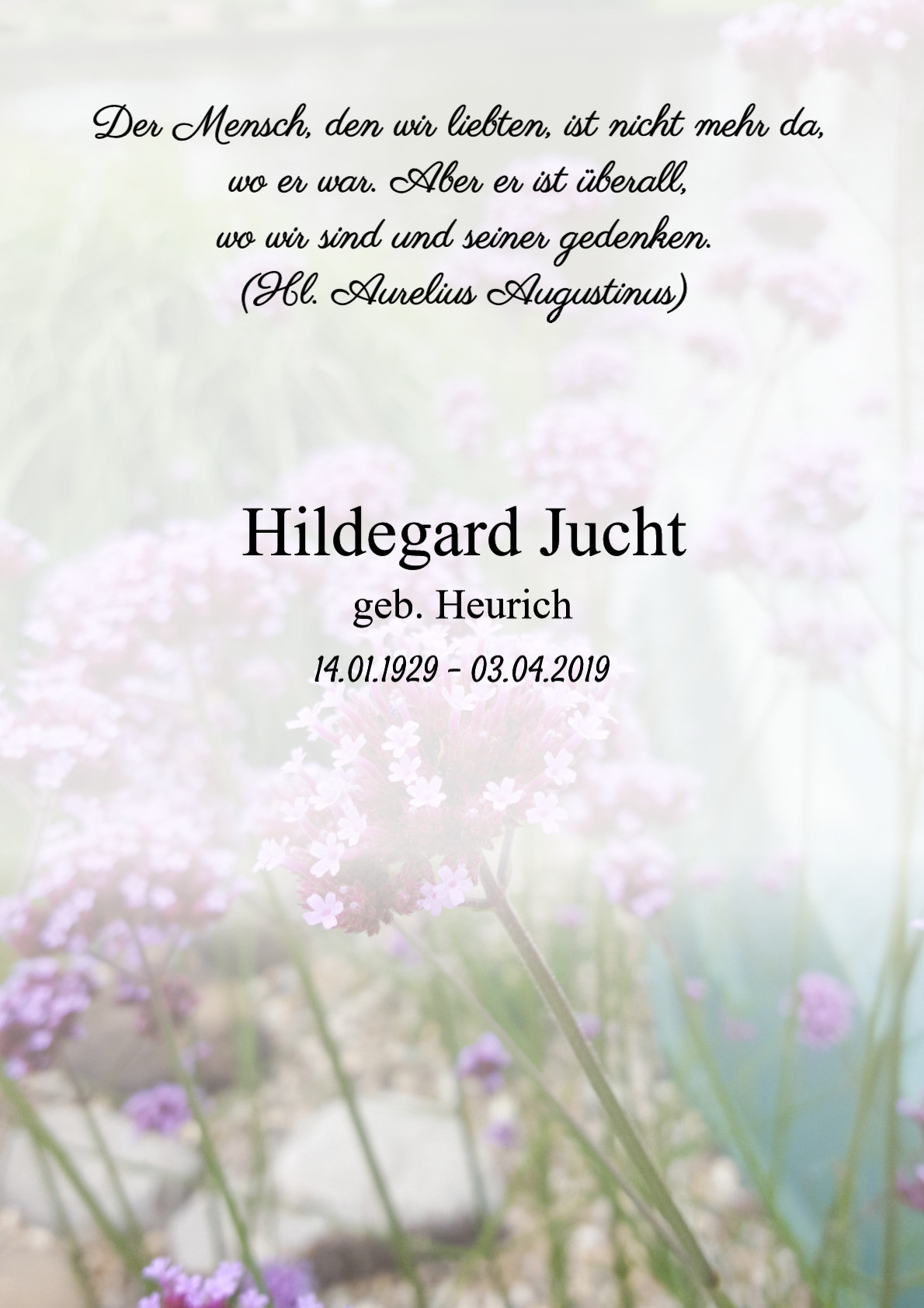 Traueranzeige von Hildegard Jucht