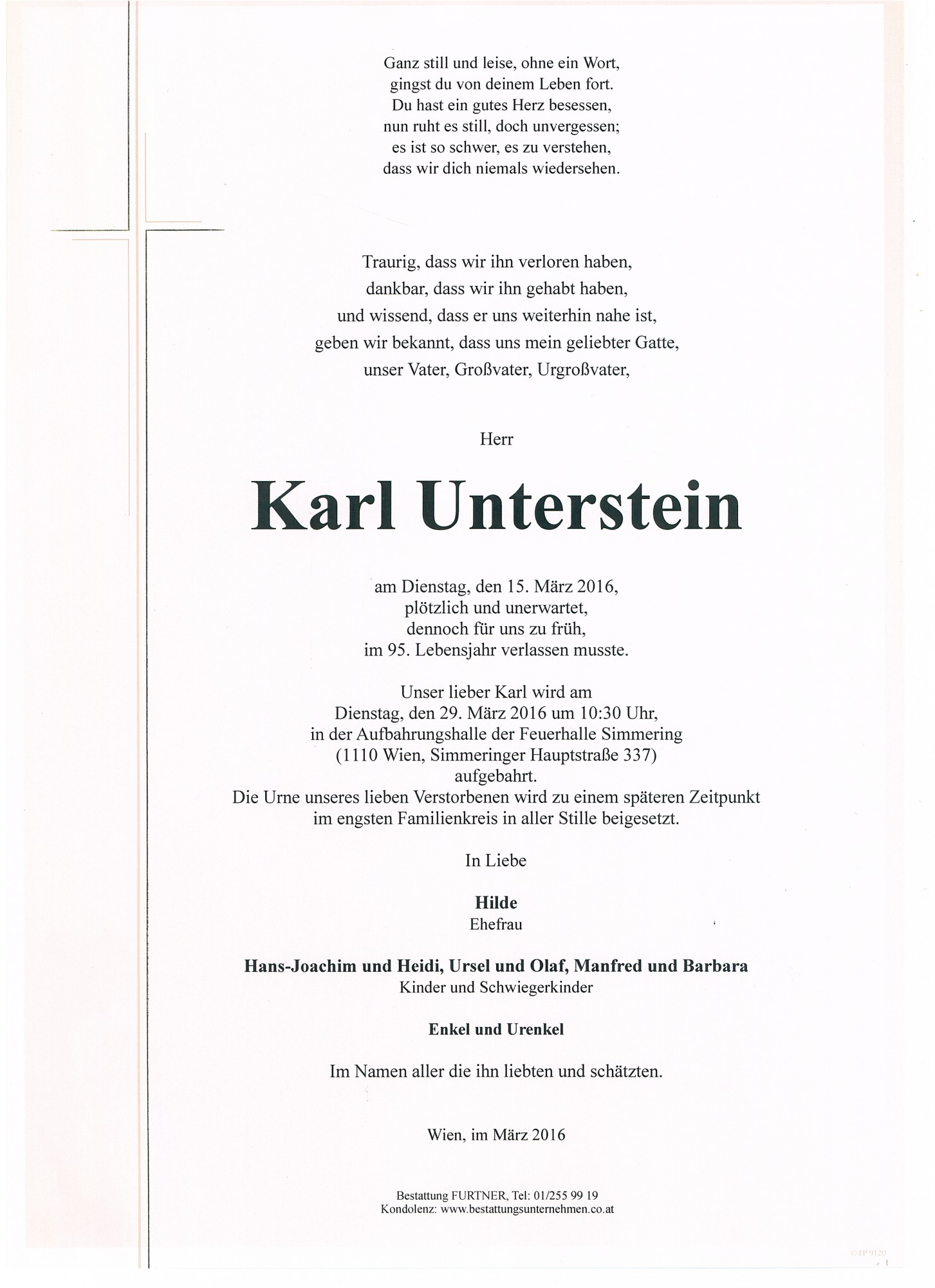 Traueranzeige von Karl Unterstein